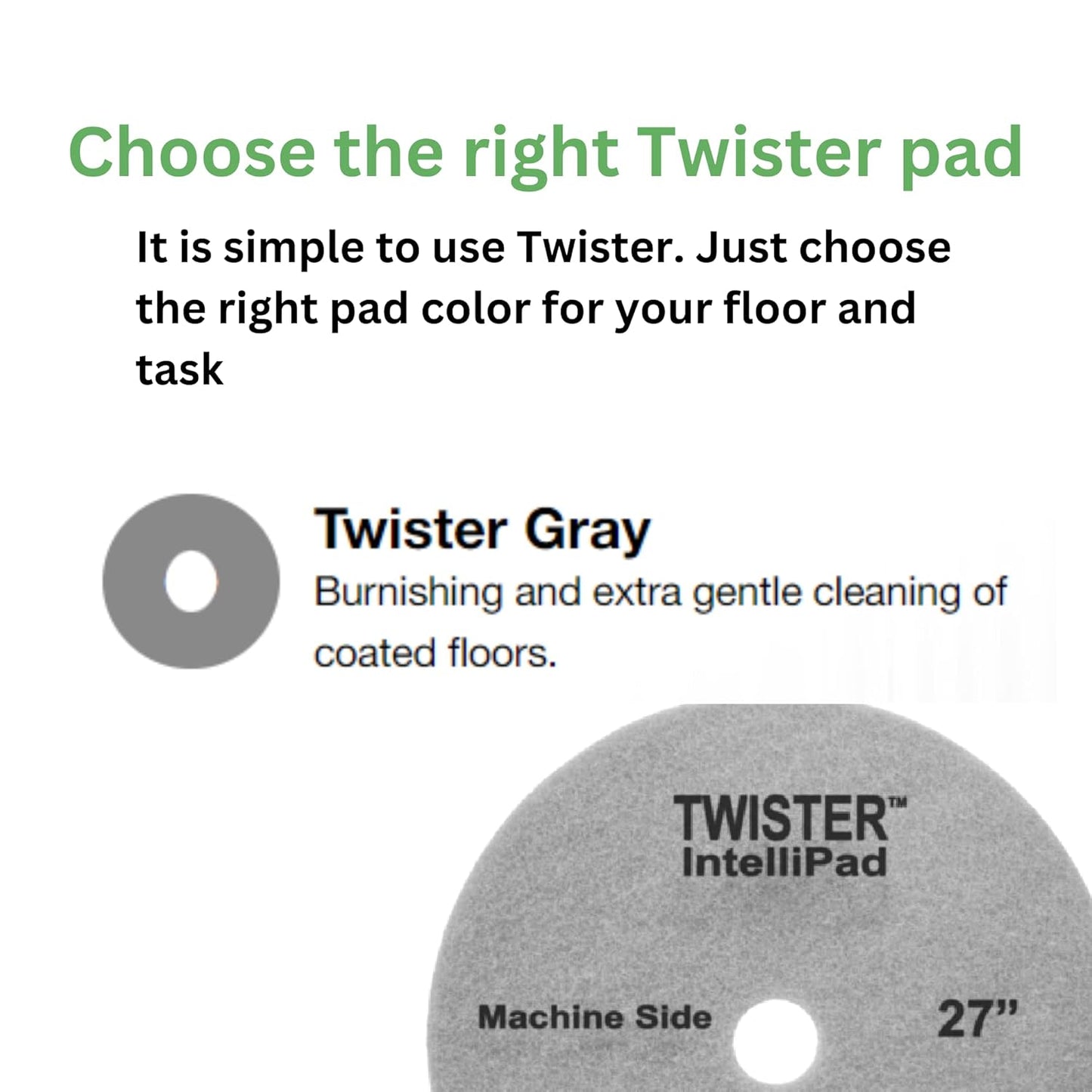Diversey DD800430 TASKI Twister Intellipad Diamond Coated Floor Machine Cleaning Pad, Made in USA, Burnish to High Super Gloss Finish, Grey/Brown, 27-inch (Pack of 2)
