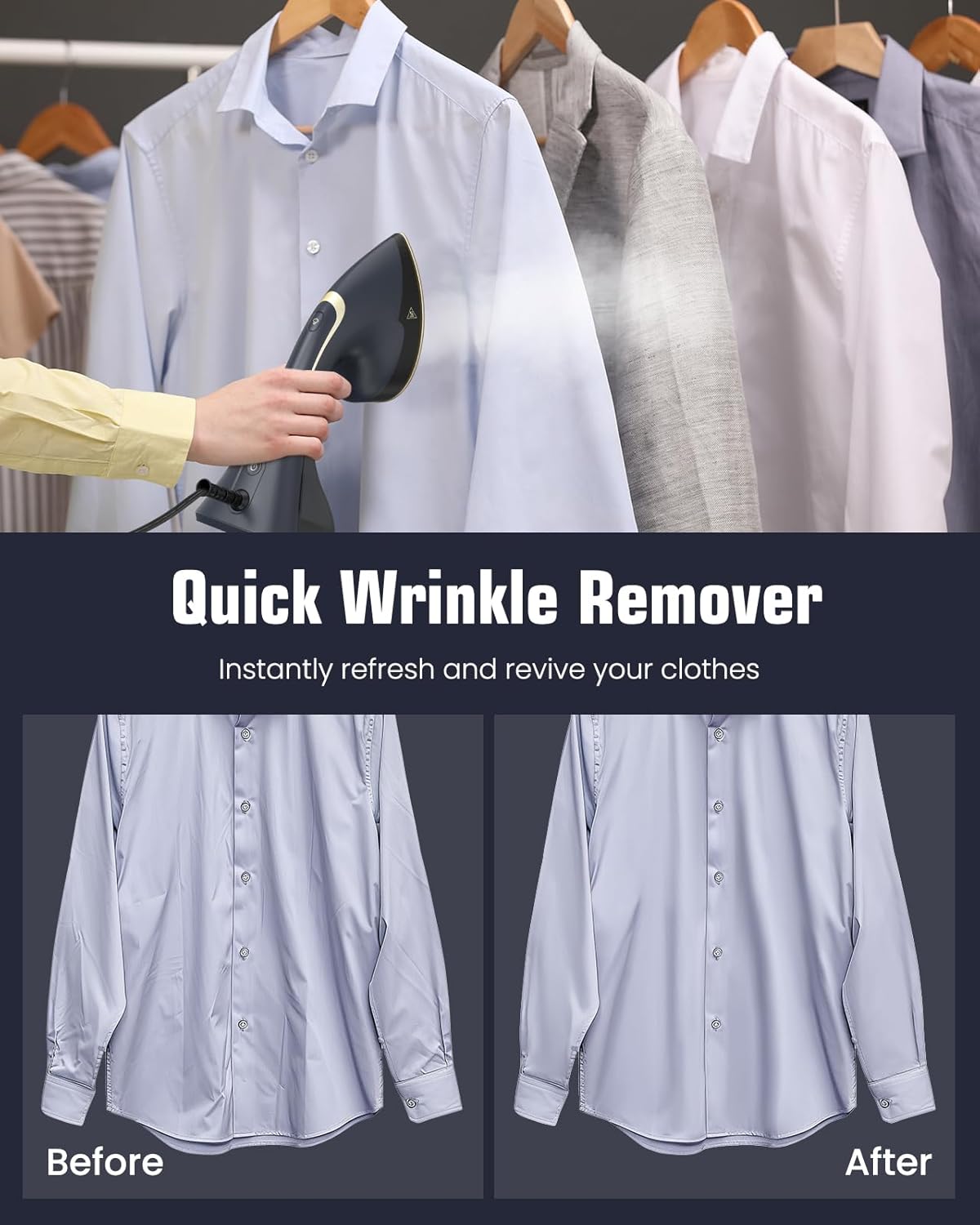 BEAUTURAL Steamer for Clothes, 2-in-1 Steam & Iron, 1200W Handheld Powerful Garment Fabric Wrinkle Remover with Burst Steam, Ceramic Heating Plate, 30-Second Fast Heat-up, Auto-Off (Only for 120V)