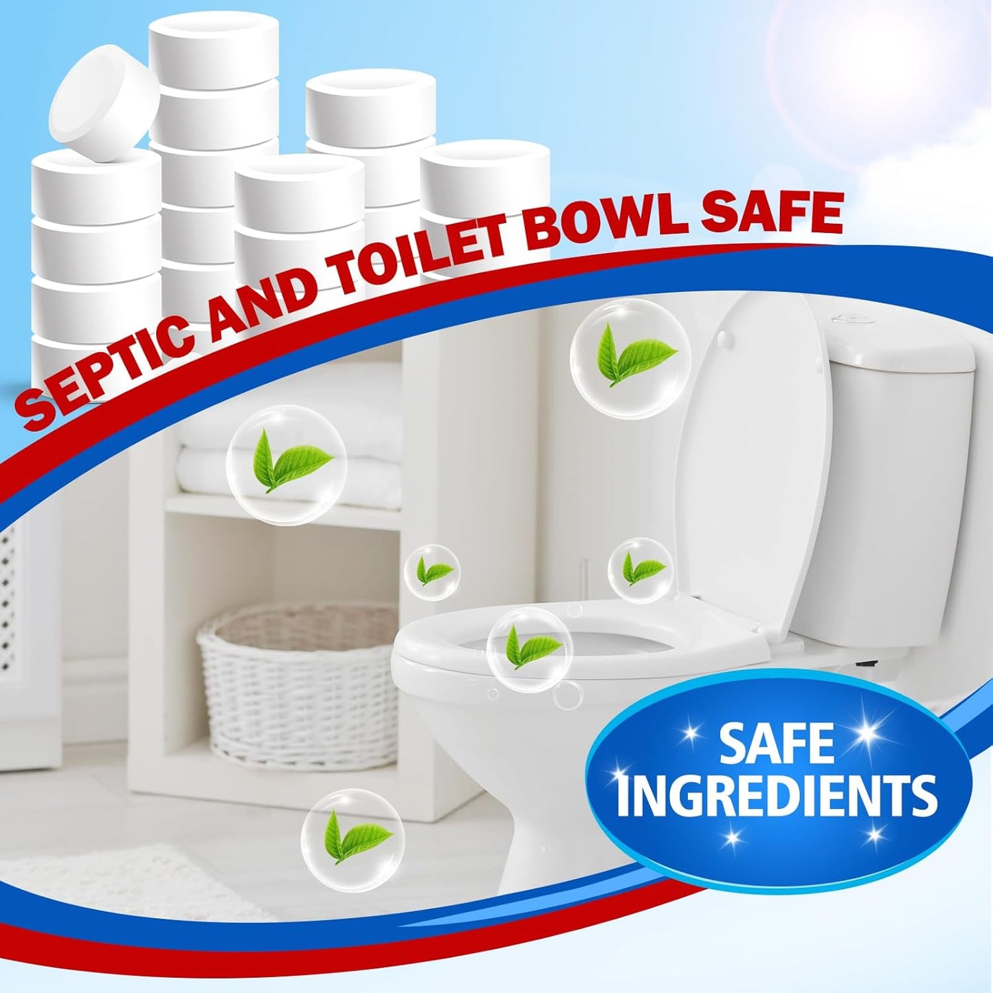 USKICH Toilet Bowl Cleaner - 80 PACK, Household Automatic Toilet Bowl Cleaners with Bleach, Bathroom Toilet Tank Cleaners Tablets with Sustained-Release Technology for Against Tough Stains