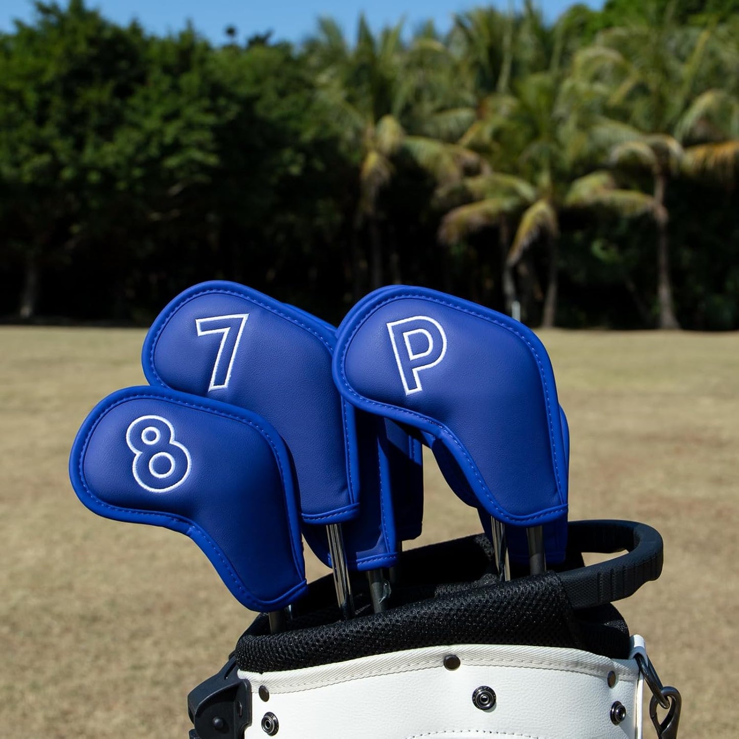 Montela Golf Iron Covers,Golf Iron Head Covers Leather Golf Iron Covers Set 9pcs Golf Iron Headcovers,Golf Club Head Covers for Iron Club Fit All Brands Titleist,Callaway,Taylormade