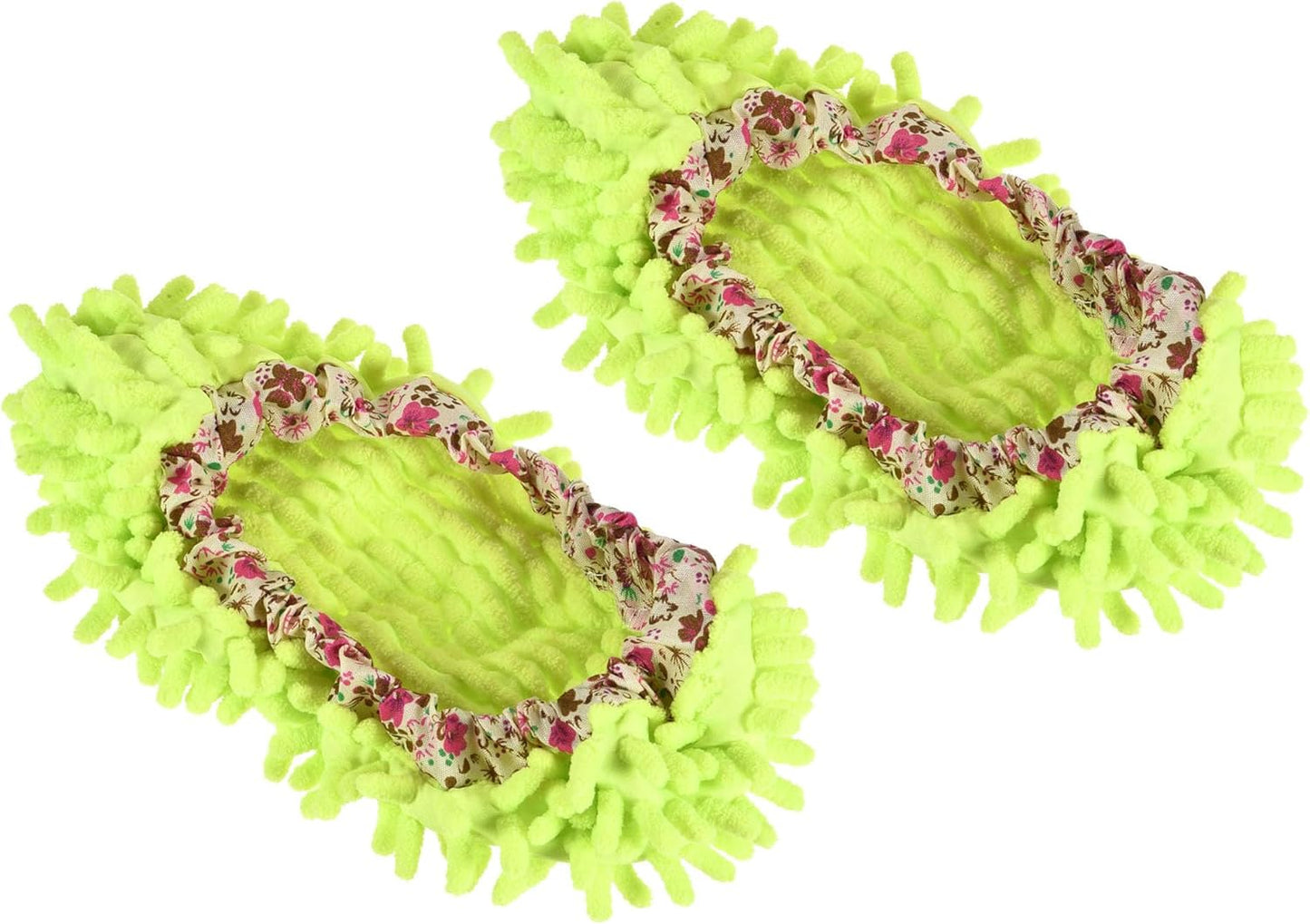 1 Pair Washable Cleaning Shoes Cover - Floor Cleaning Dust, Chenille Microfiber Duster Mop Slippers, Apply to House Office Room (Green)