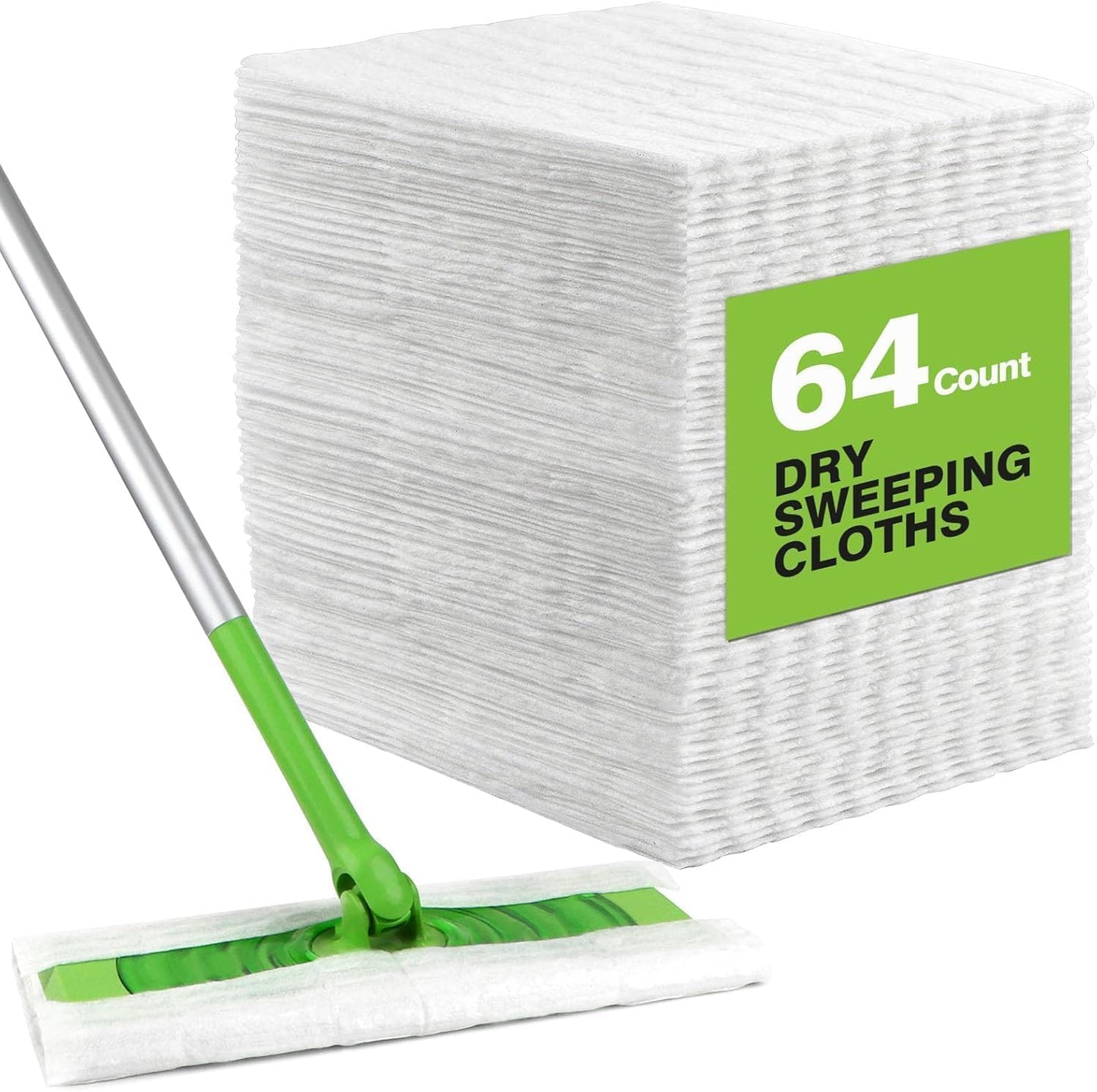 HOMEXCEL Dry Sweeping Cloths Pads Compatible with Swiffer Sweeper, Disposable Duster Refills Mop Pads for Floor Mopping and Cleaning, 64 Count-8 " x 10.4 " Pads Refills-Not Include The Mop