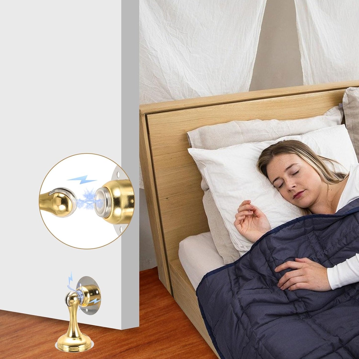 MECCANIXITY Magnetic Door Stoppers Stainless Steel Door Stops, Wall Floor Mounted Doors Holder Keep Doors Open for Home Office Closet (White)