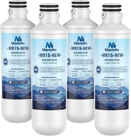 MARRIOTTO Water Filter LT1000PC Replacement for Refrigerator, Compatible with LT1000PC/PCS, LT1000PC, LT-1000PC, MDJ64844601, ADQ747935 ADQ74793504 Water Filter (4 Pack)