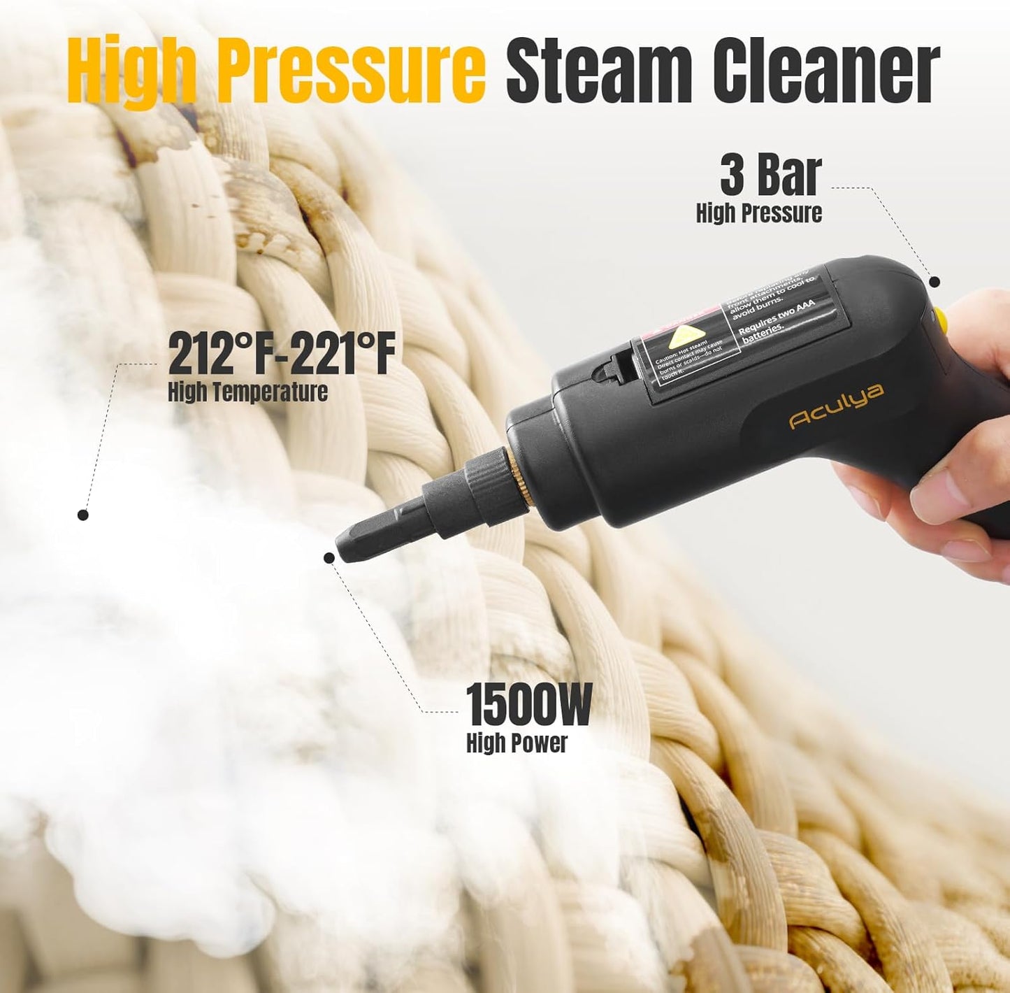 1.69 Quarts Handheld Steam Cleaner for Home Cleaning Portable Steam Cleaner for Car, Carpet, Furniture, Tile Floor, Dirt, Grease, Grout