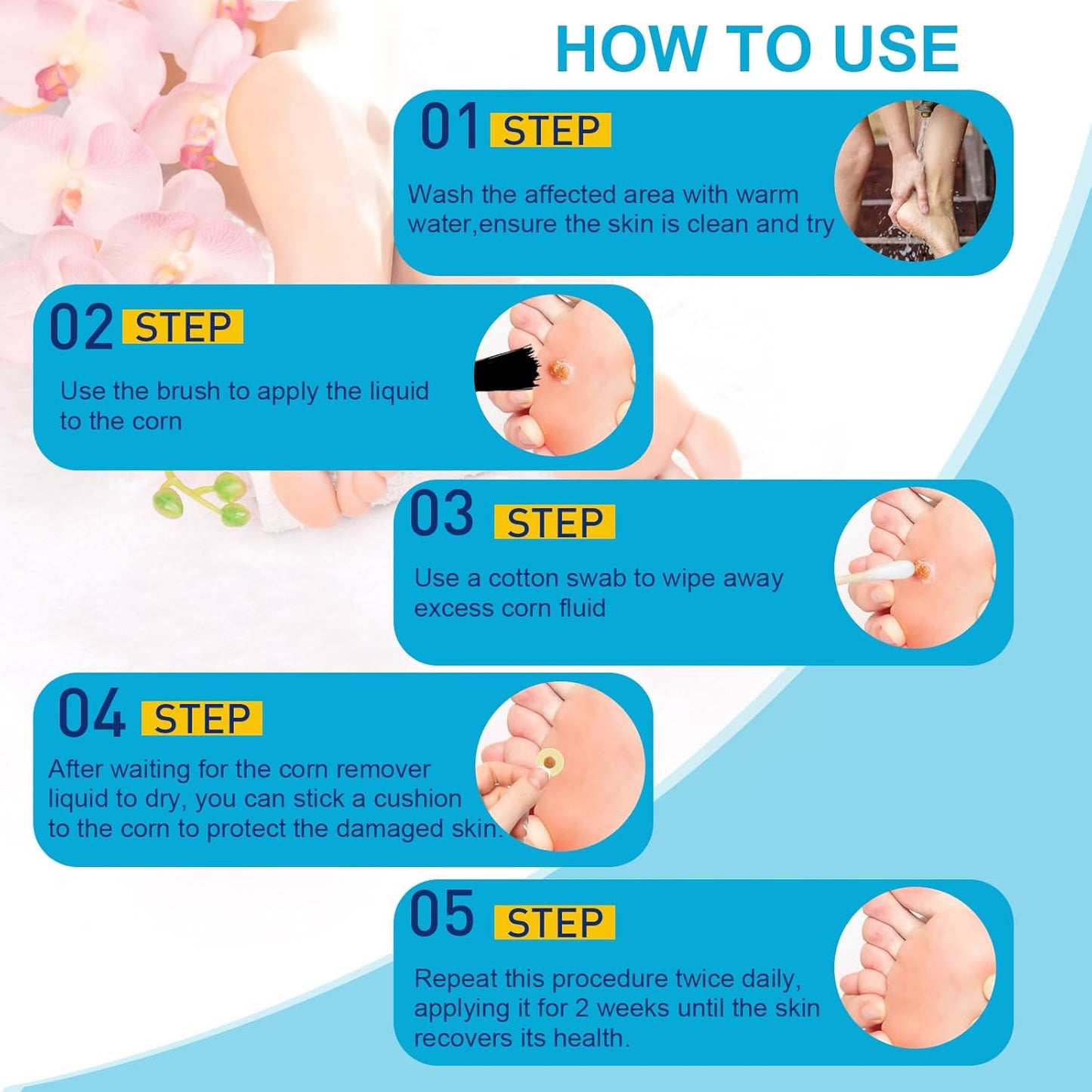 MQUPIN Liquid Corn Removers for Feet, Corn Remover for Toes-Fast Acting Liquid for Corn, Common and Plantar Removal-Safe Foot Care with Corn Cushions