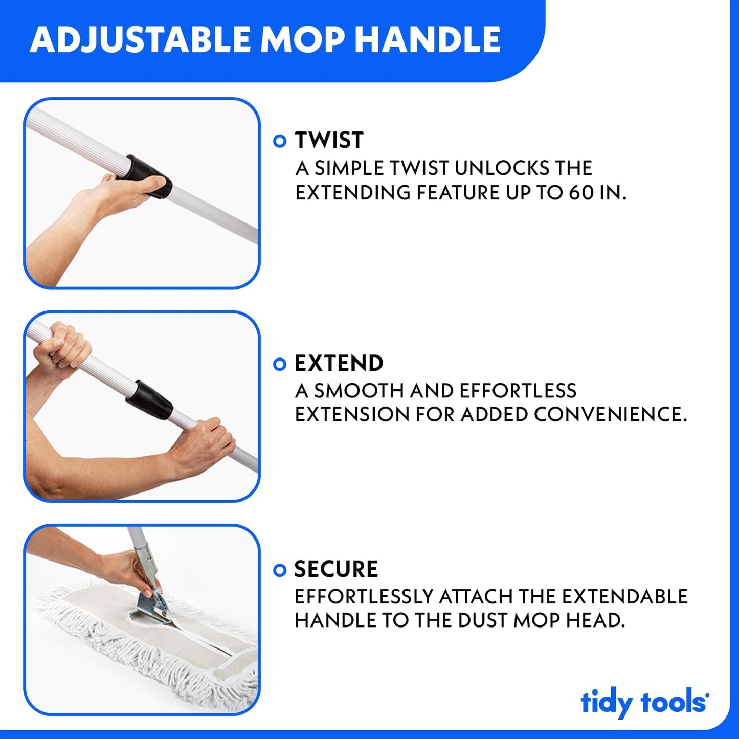 Commercial Dust Mop – 18 Inch Floor Sweeper for Hardwood, Reusable Cotton Mop Head, Extendable Handle, Dry Mop for Floor Cleaning & Janitorial Supplies