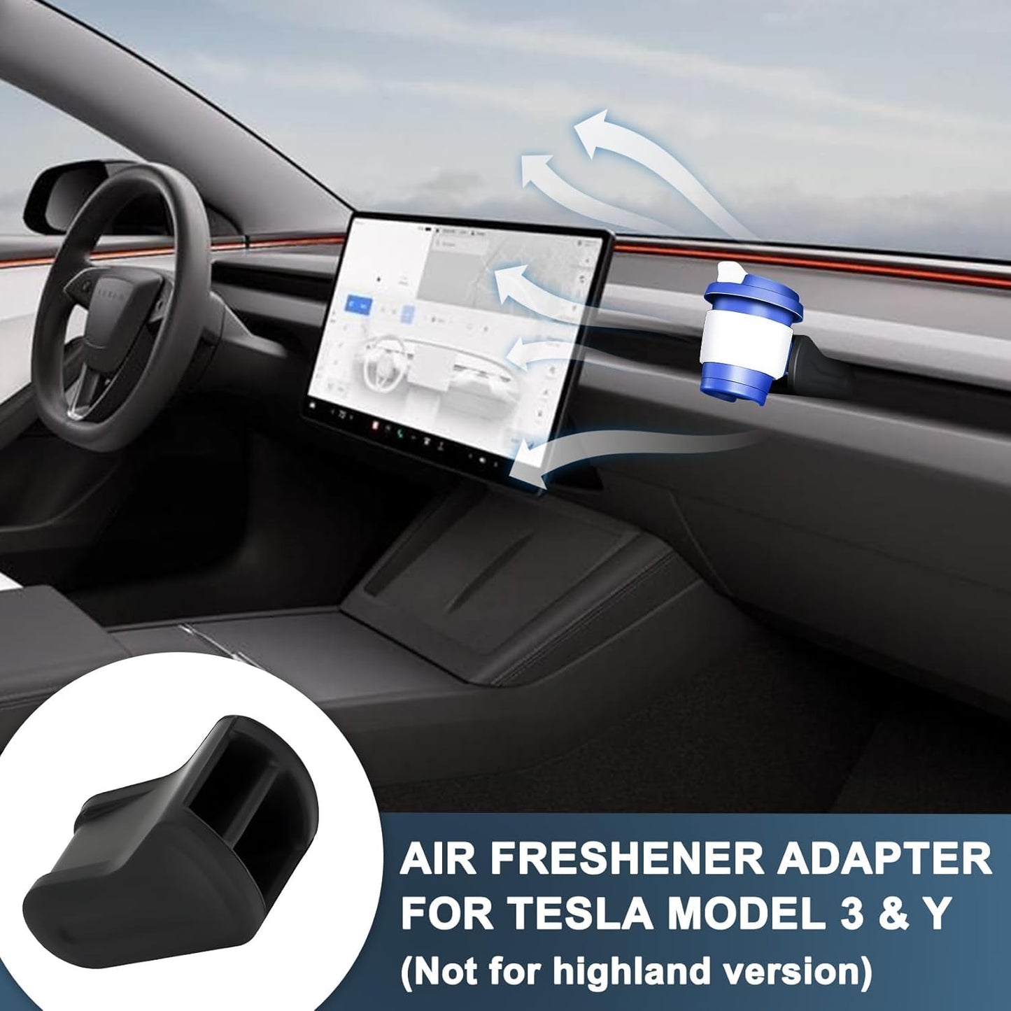 Psler 2 Pcs Air Freshener Adapter Compatible with Tesla Model 3 / Y 2017 2018 2019 2020 2021 2022 2023, Airvent Clips Silicone Fresheners Holder Fragrance Clip Model 3 and Y Interior Accessories