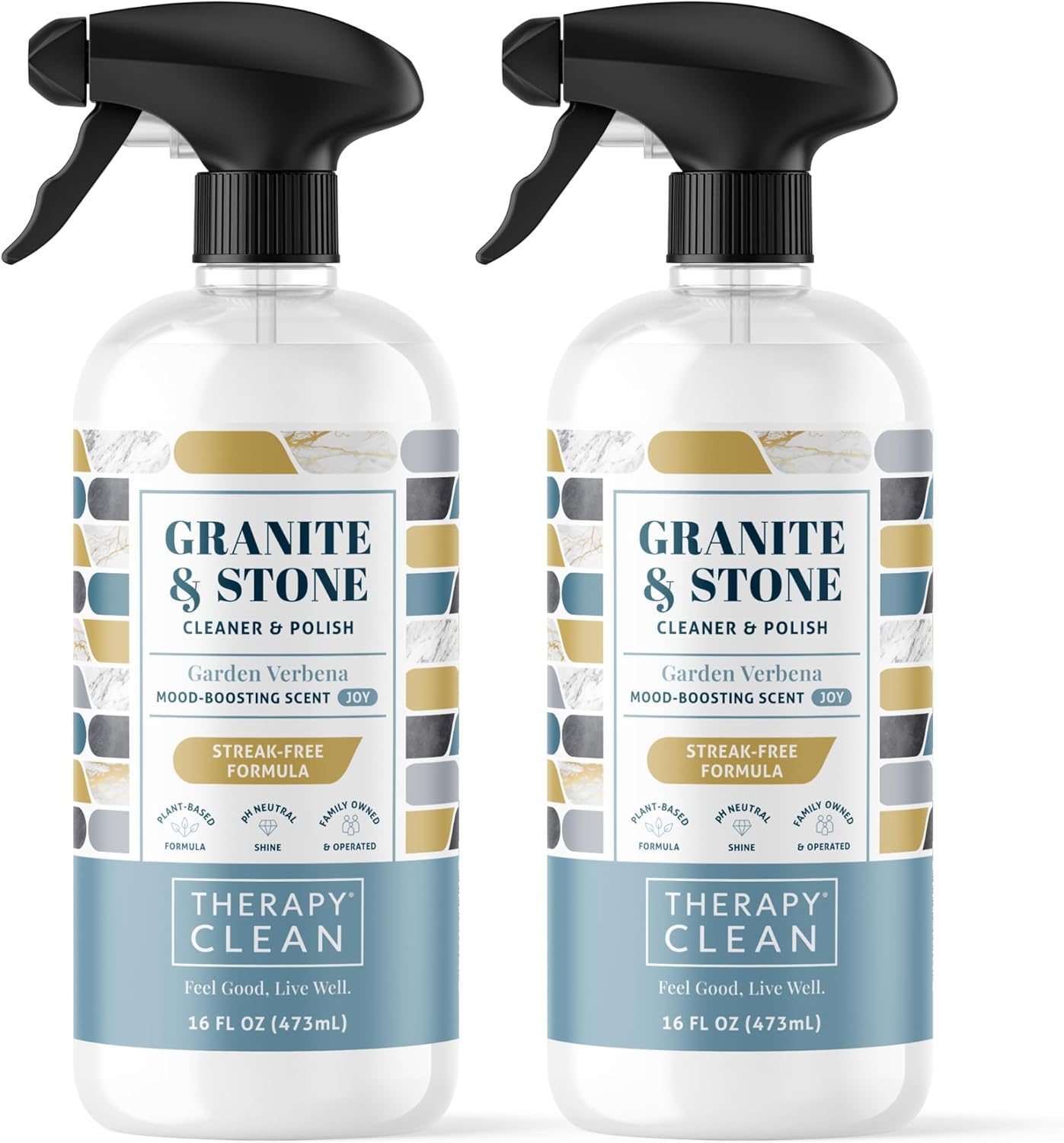 Therapy Granite Cleaner & Polish (2 Pack) - Granite Countertop Cleaner for Marble, Soapstone, Quartz, Quartzite, Slate, Limestone, Corian, Laminate, Tile Countertop, Headstone