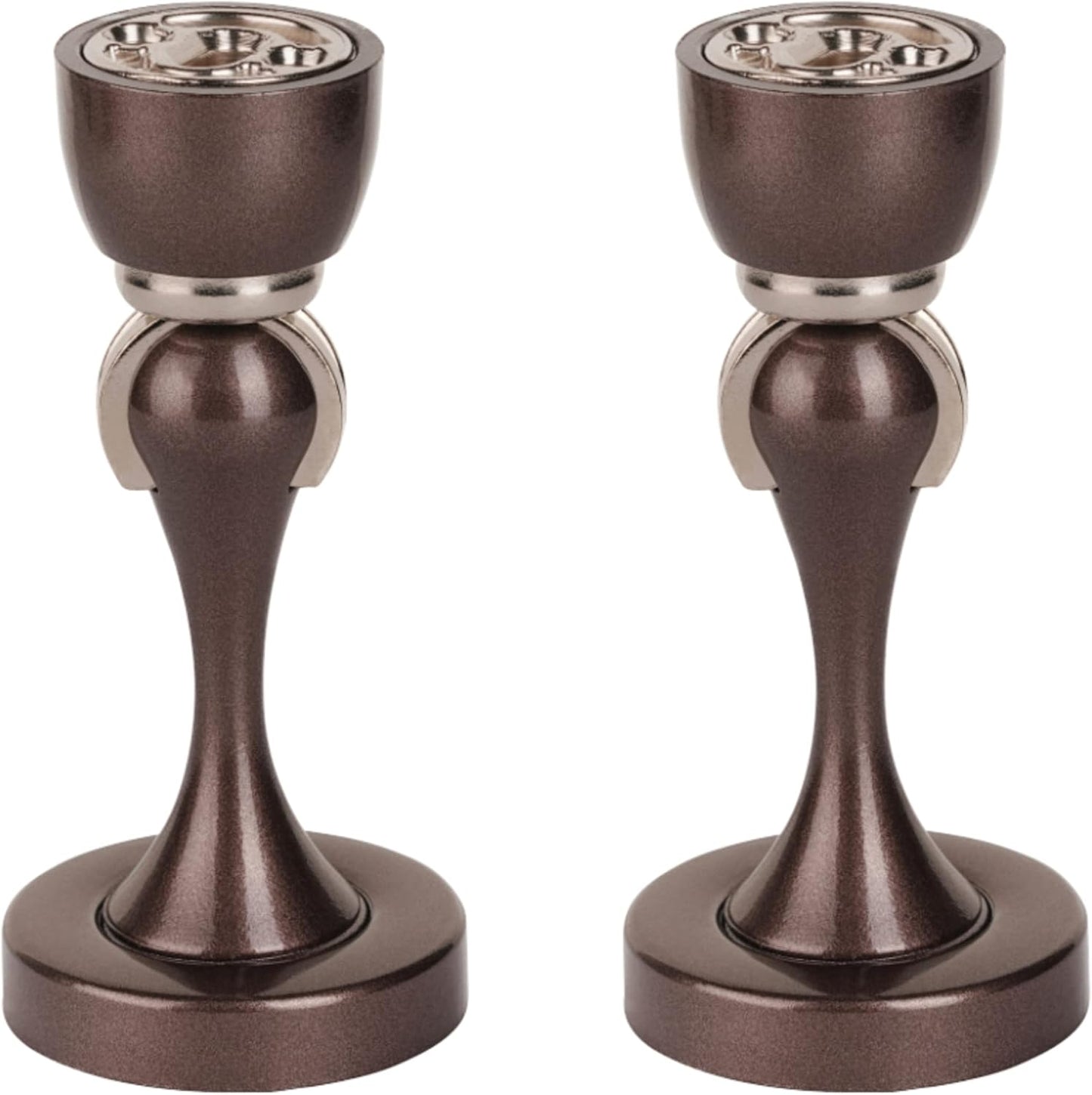 Magnetic Door Stop, Stainless Steel, Magnetic Door Catch, Door Holder, Door Stops, Wall Mounted, Floor Mounted, Door Banging Prevention (Large x 2pack, Brown)