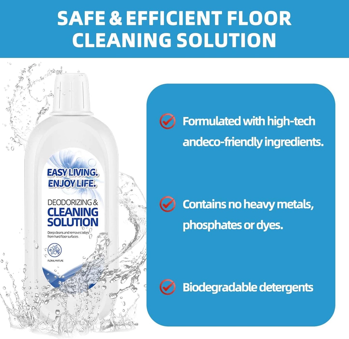 2L Floor Cleaning Solution for Tineco iFloor Series, FLOOR ONE S3 S5 S6 S7 Series, Floor Cleaner for Multiple Hard Floors, Cleaner Refill for All Wet Dry Vacuum Mop(33.8 OZ*2 Bottle)
