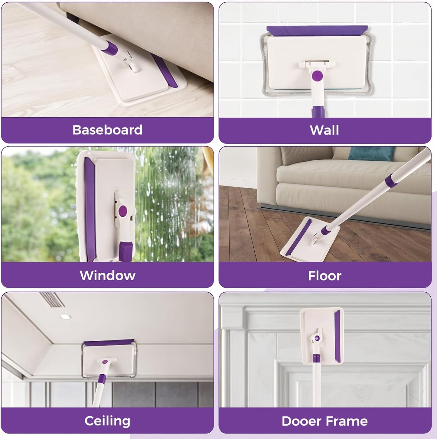 4 Mop Pads Refill for wlich Baseboard Cleaner(2 Chenille Pads+2 Microfiber Pads),Baseboard Cleaner Pad Refills for Ceiling, Wall, Floor and Baseboard Cleaning