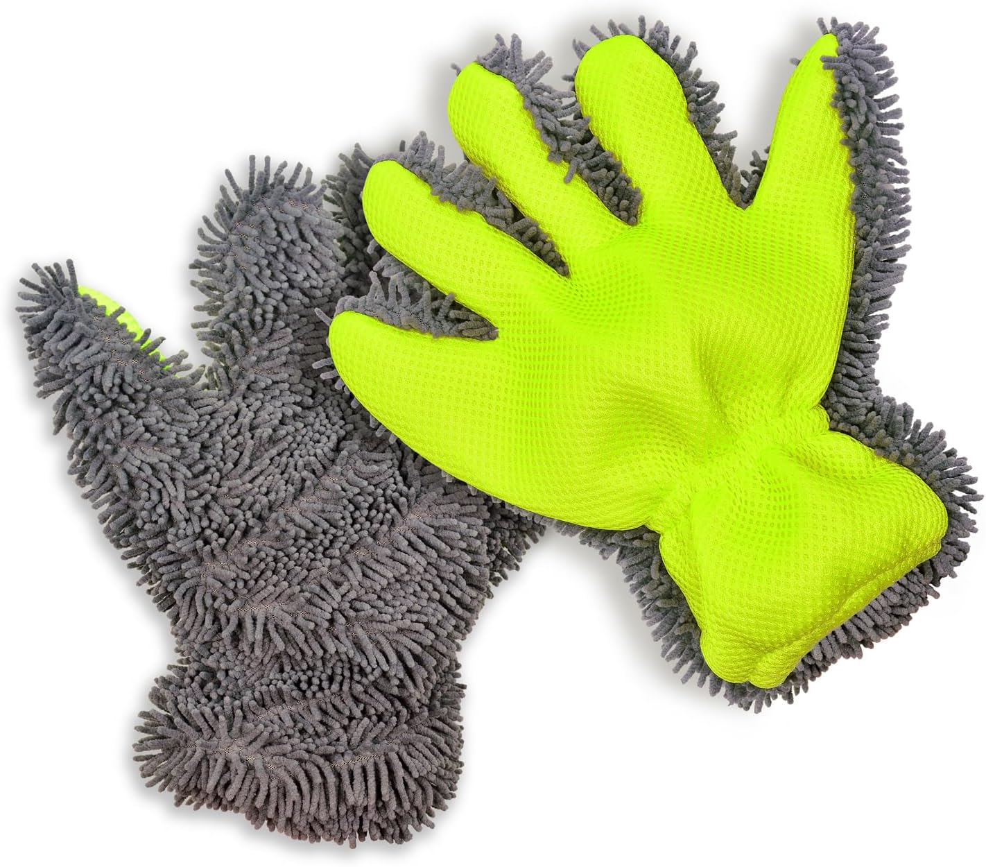 2-Pack Car Wash Mitt,Microfiber Scratch Free Auto Detailing Supplies for Cleaning, Washing Dusting,Thickened 5-Finger Design for Tight Spaces,Breathable Quick-Dry Green