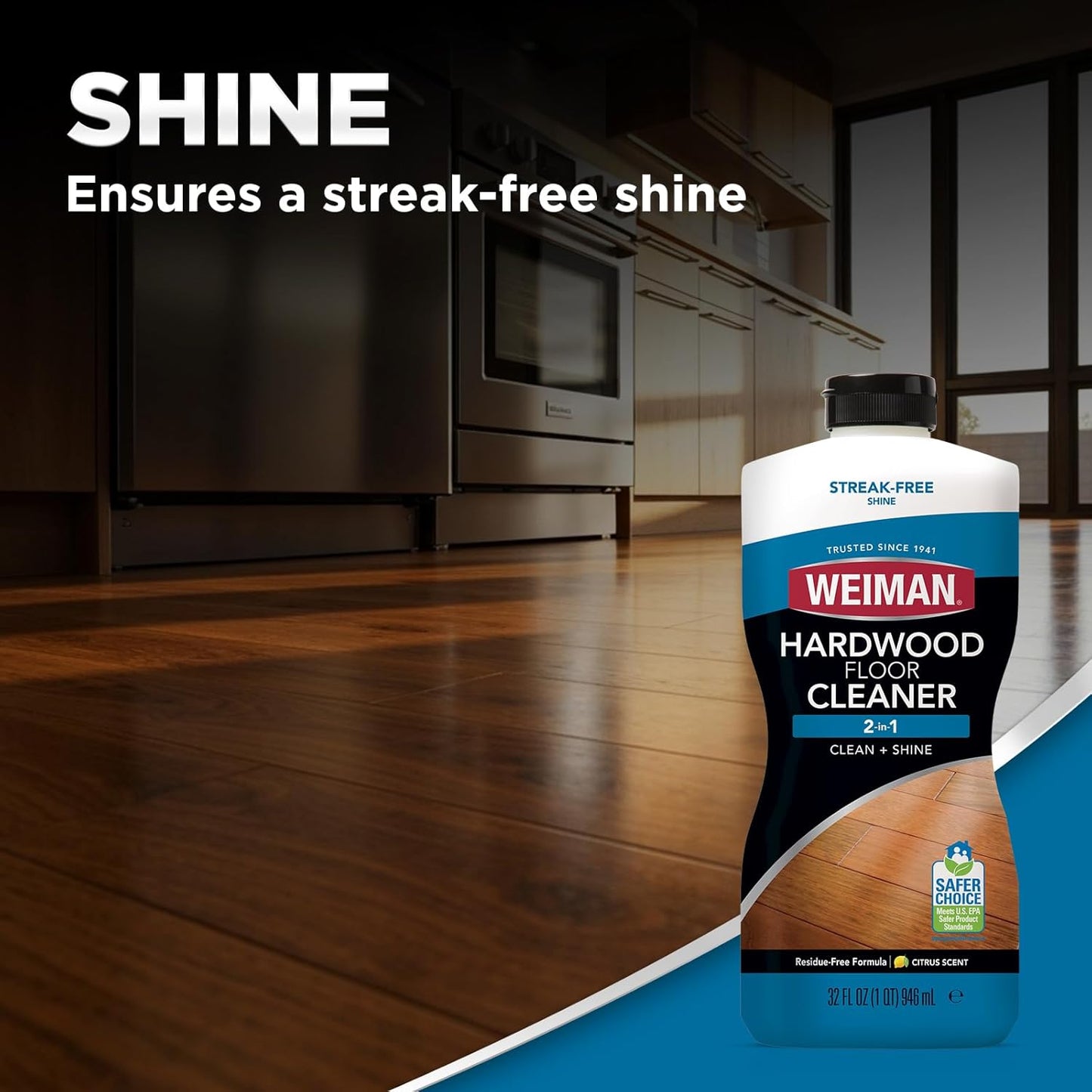 Weiman Hardwood Floor Cleaner and Polish Restorer Combo - 2 Pack - High-Traffic Hardwood Floor, Natural Shine, Removes Scratches, Leaves Protective Layer