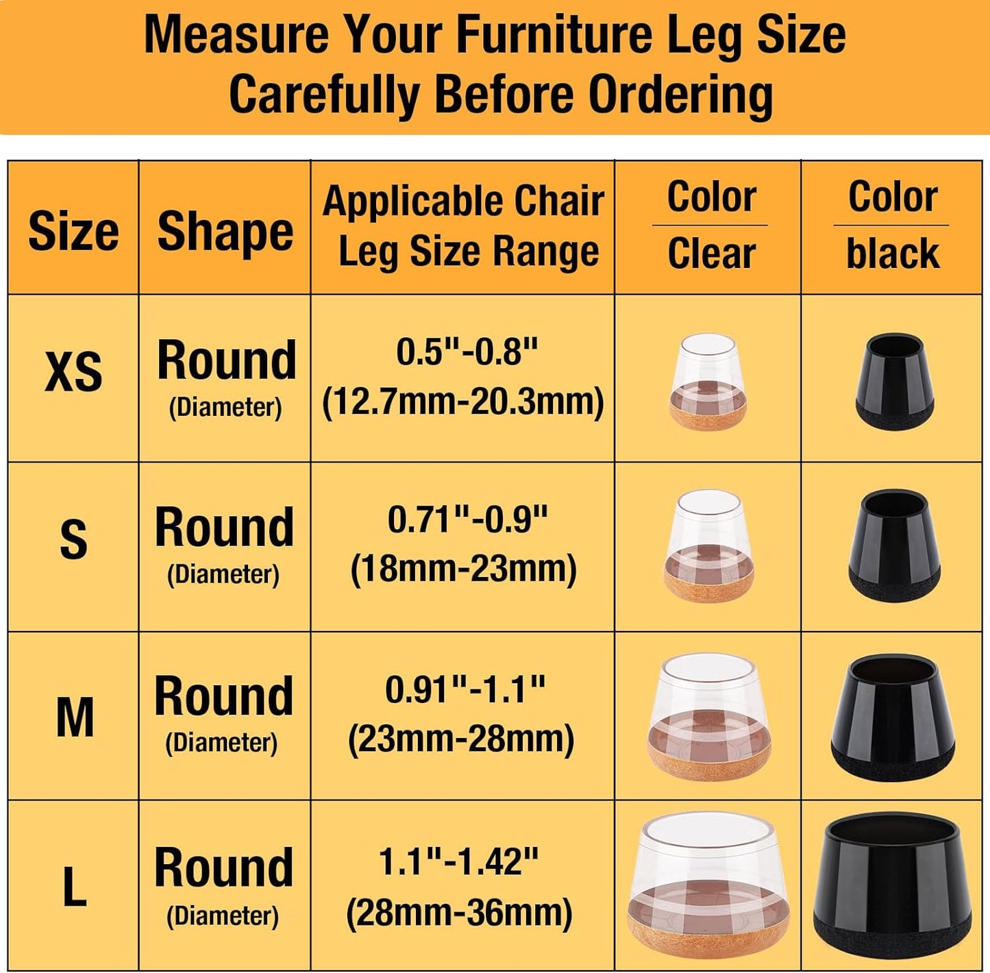 16 Pcs New Chair Leg Protectors for Hardwood Floors, Silicone Chair Leg Floor Protectors, Floor Protectors for Chairs, Chair Leg Caps Protect Wooden Floors from Scratching, Won't Tear