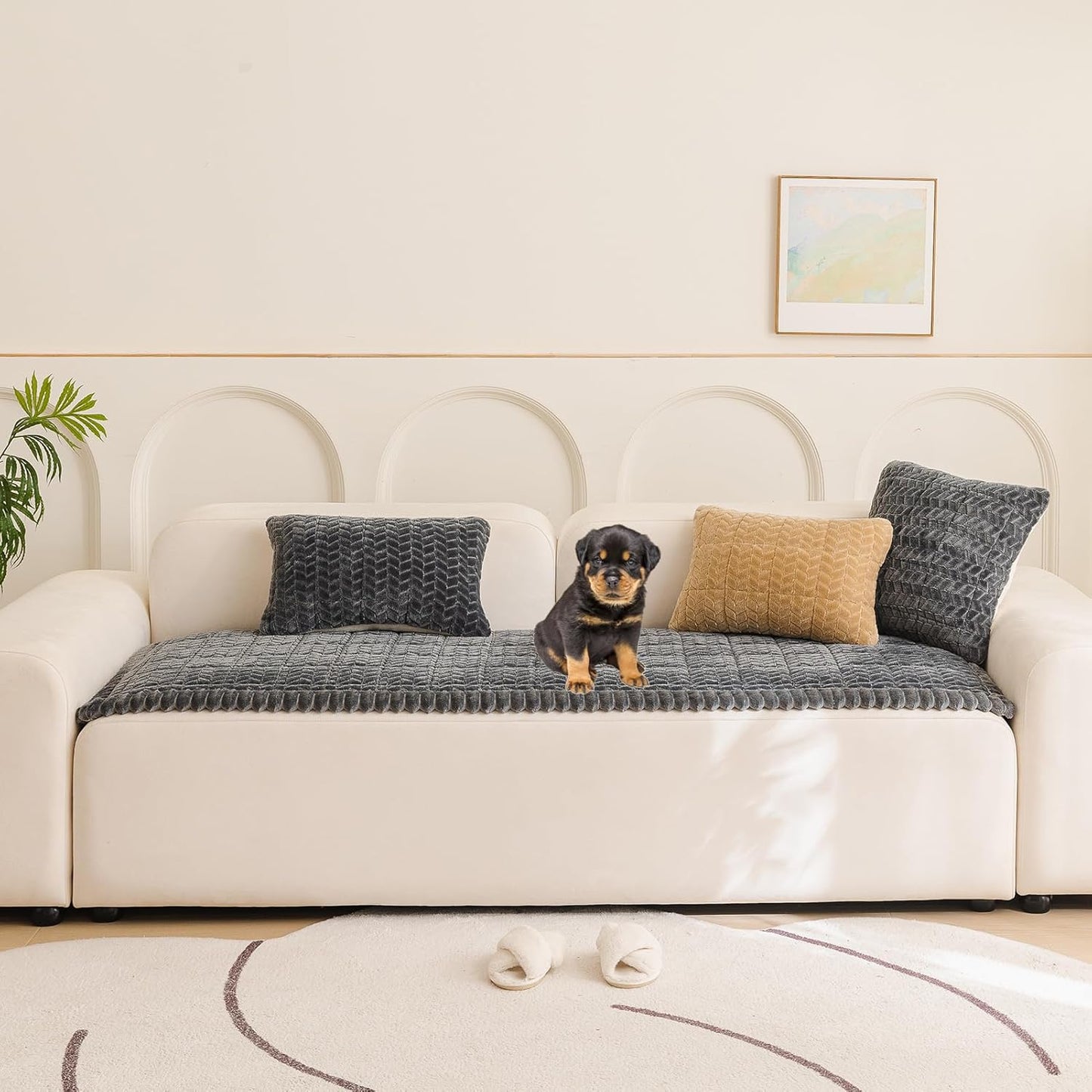 Mivnue Pet Couch Cover Protector Sofa Covers for Pets Washable Non Slip Couches and Sofas Dog Mat (Dark Grey, 27.6" x 70.9")