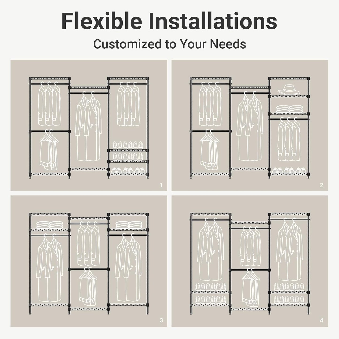 VIPEK V5C Covered Clothes Rack Heavy Duty Portable Closet Wardrobe, Freestanding Black Metal Clothing Rack with Black Dustproof Cover, Adjustable Custom Closet Rack, 57.9"L x 17.3"W x 76.4"H (Medium)