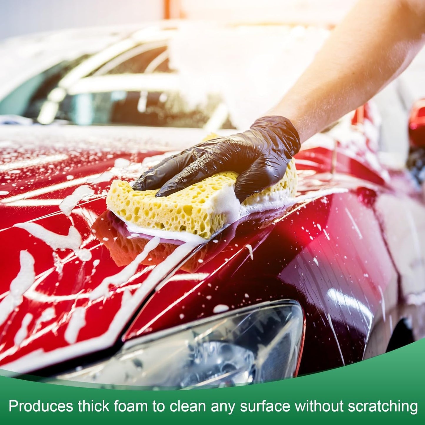 6-Pack Kitchen Sponges, Condense Eco Cellulose Non-Scratch Scrub Heavy Sponge for Kitchen/Household/Bathroom, Clean Tough Messes Dish Scrubber [White]