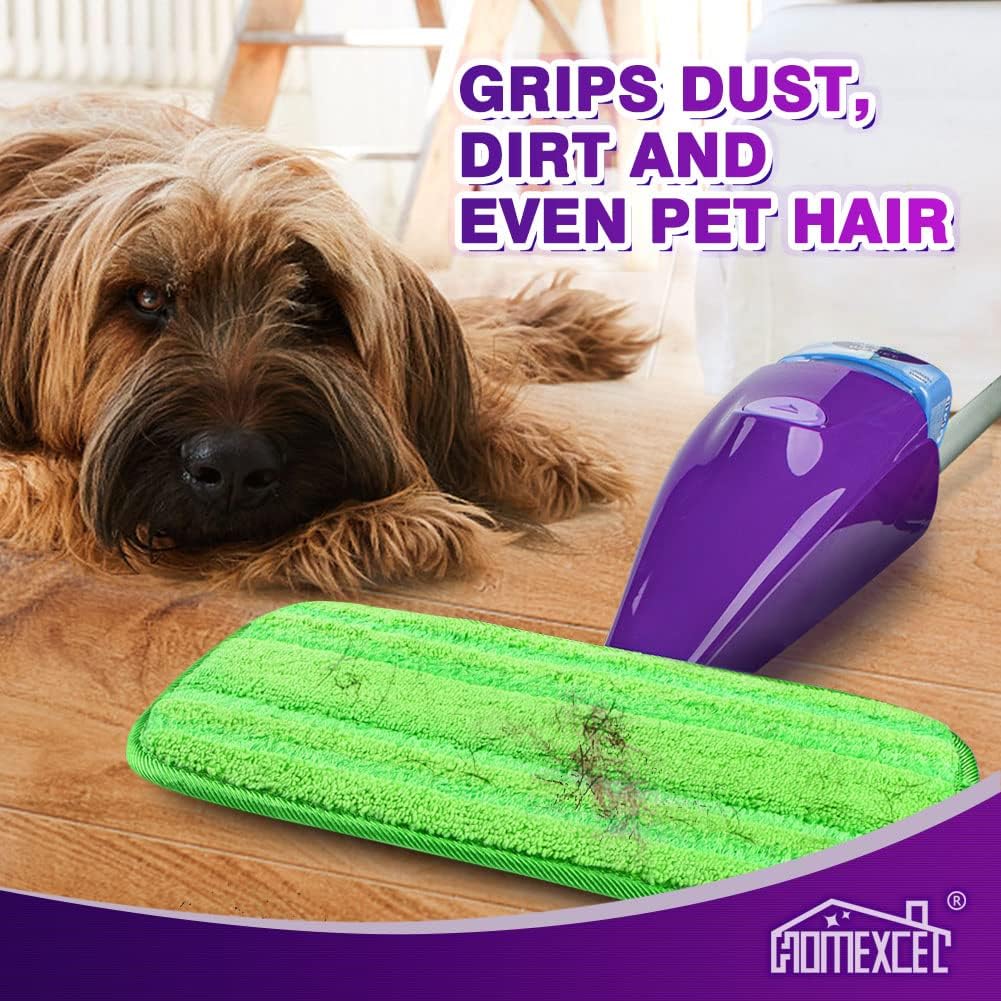 HOMEXCEL Microfiber Mop Pads Compatible with Swiffer Wet Jet,Reusable Machine Washable Swiffer WetJet Mop Pad Refills, Mop Head Replacements for Multi Surface Wet & Dry Cleaning, Pack of 2