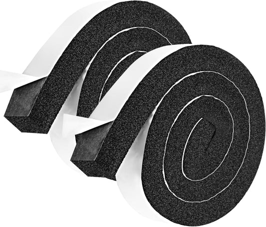 2 Rolls 1/2 Inch W 1/2 T Weather Stripping Air Conditioner Open Cell Foam Seal Tape, Window Insulation High Resilience Seal Strip for Doors Window,Total 16FT