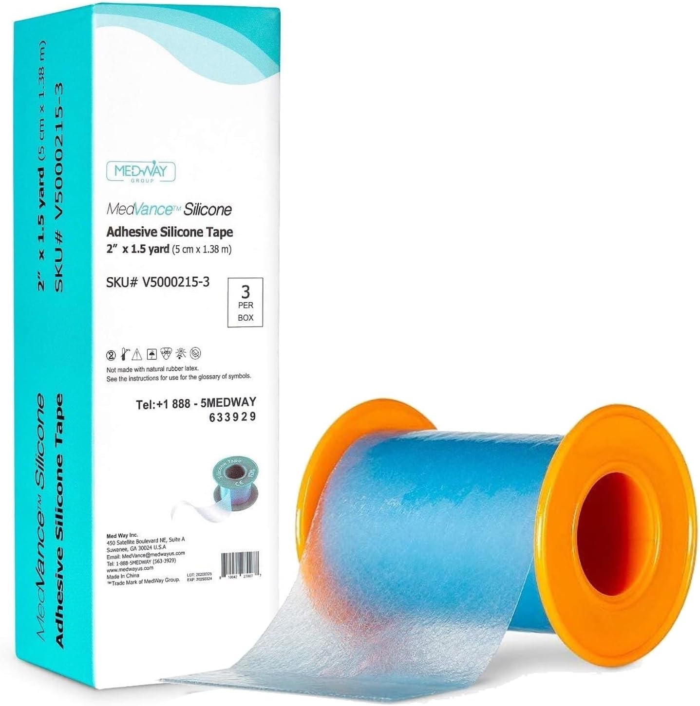 Medvance Cuttable Soft Silicone Tape - Waterproof Breathable Tape for All Skin Types - Easy Apply Non Stick Tape for Wounds - Adhesive Silicone Bandages for Blisters (3 Pack, 4.5 Feet Rolls)