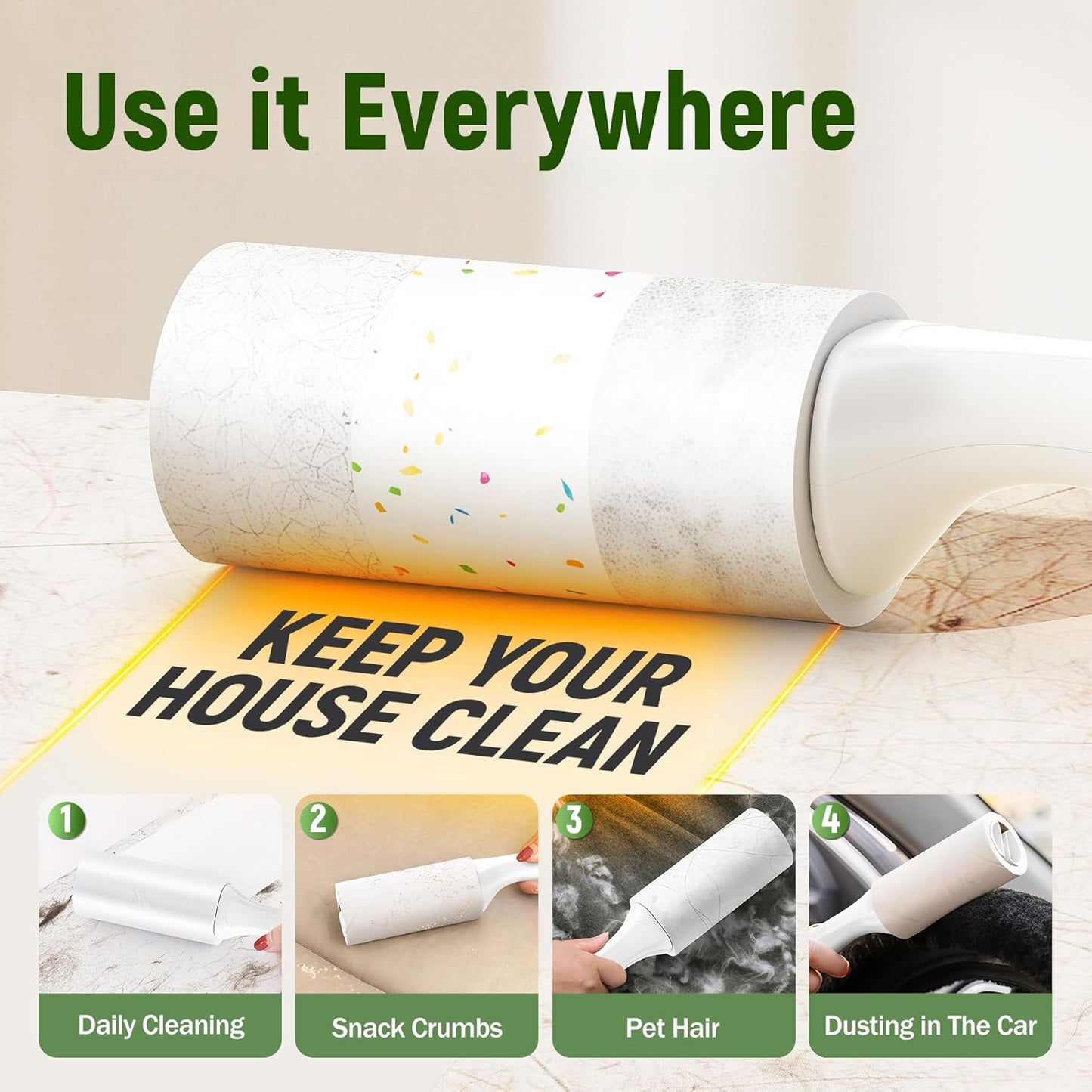 Lint Roller Refills Only, 600 Sheets Lint Rollers with Tough Paper, Ideal for Dog and Cat Hair Removal, Lint Rollers Mega Value Set for Clothes, Carpet & Dust Cleaning