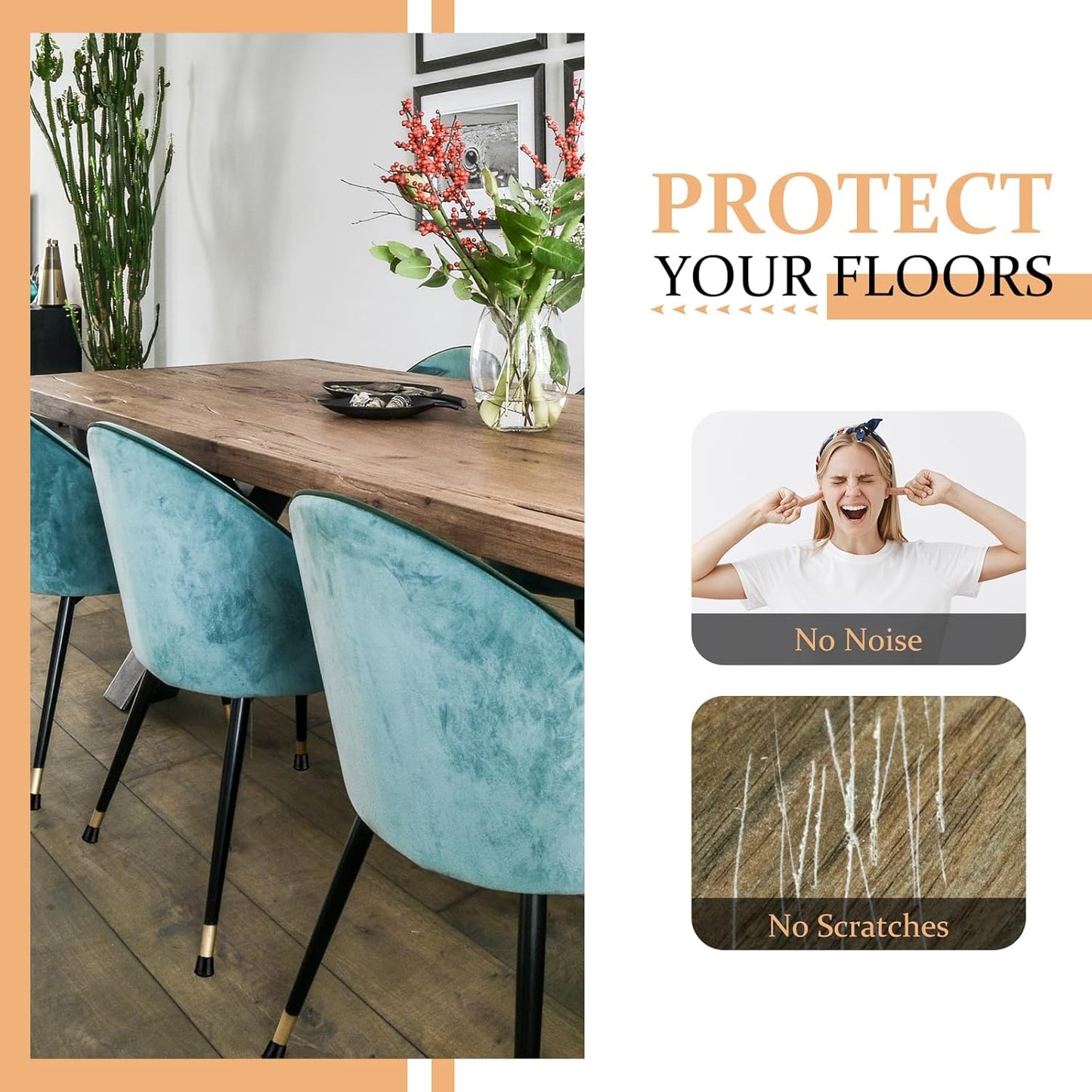 1" Round Rubber Chair Leg Tips Caps, Chair Leg Floor Protectors Furniture Legs Caps Non Slip Reduce Noise for Hardwood Floors (Black, 12 Pack)