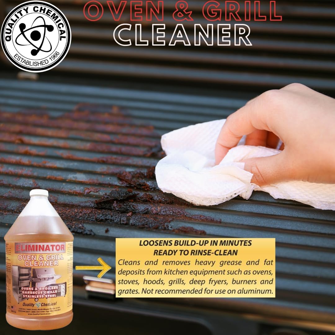 Quality Chemical Oven Cleaner & Grill Cleaner - Heavy-Duty/Fast Acting & Easy to Use/Degreaser/Heavy Duty Oven Cleaner/Best Oven Cleaner/Made in USA - 128 oz (Pack of 4)