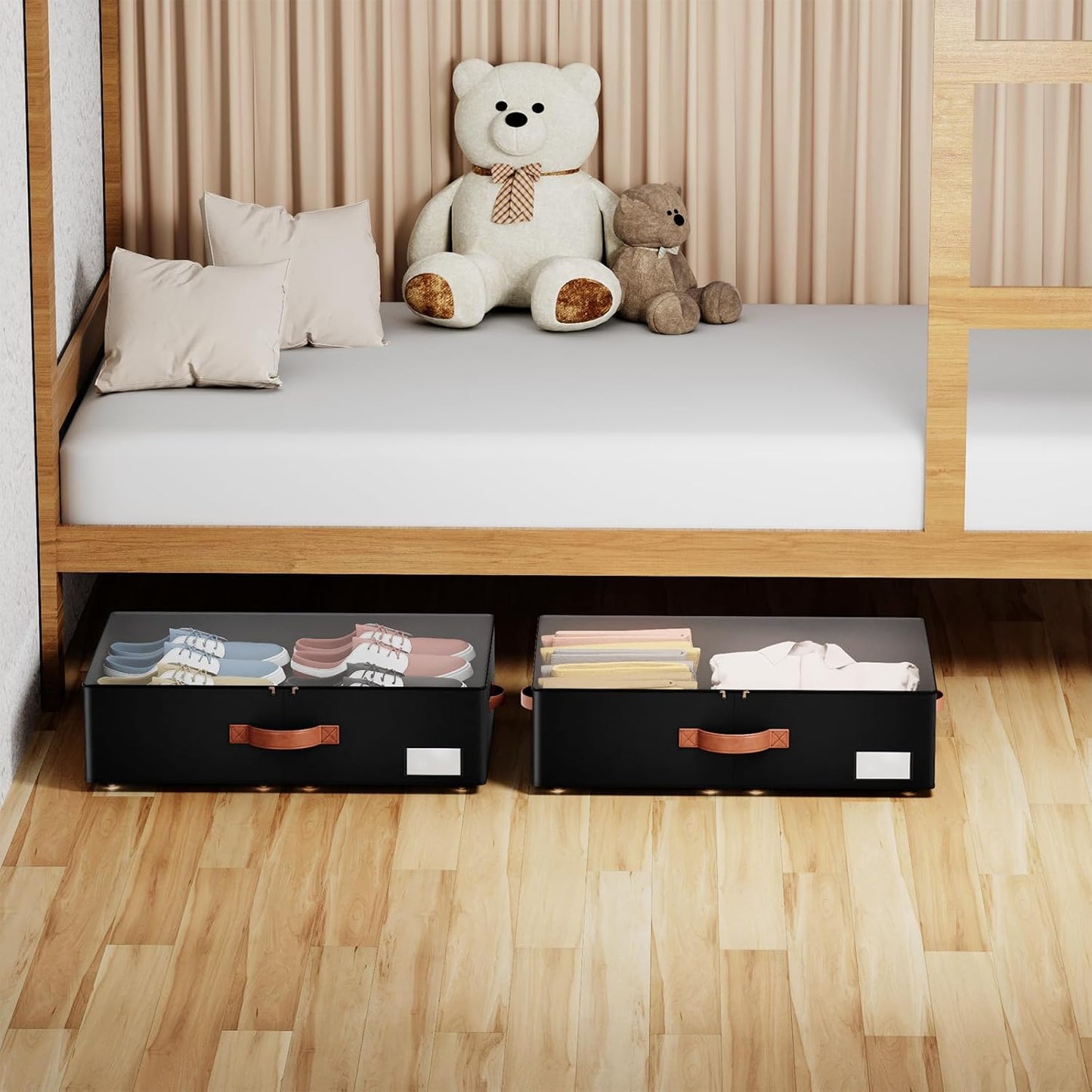 Underbed Storage With Wheels,Large Capacity 7.5 inches Height Storage Bins,Rolling Underbed Shoe Storage Containers,dorm Storage Drawers for clothes & blankets