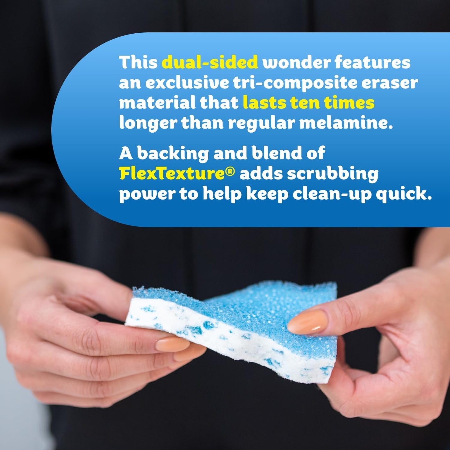 Scrub Daddy Eraser Daddy XL - Large Melamine Foam Sponges for Cleaning - Dual-Sided White Eraser Sponges for Wall Cleaning - Removes Dirt & Scuffs - Water-Activated (18 Count)