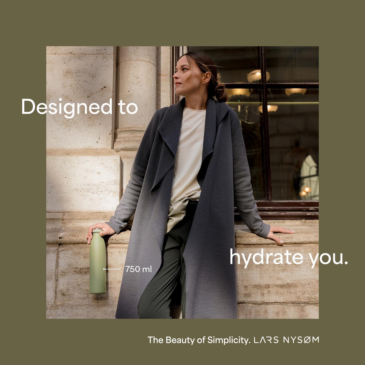 LARS NYSØM Stainless Steel Insulated XL Water Bottle 12oz 17oz 25oz 34oz 51oz | Insulated Thermo Flask for Hot and Cold Beverages | Leakproof Drinking Bottle (Pine Green, 50.7 oz)