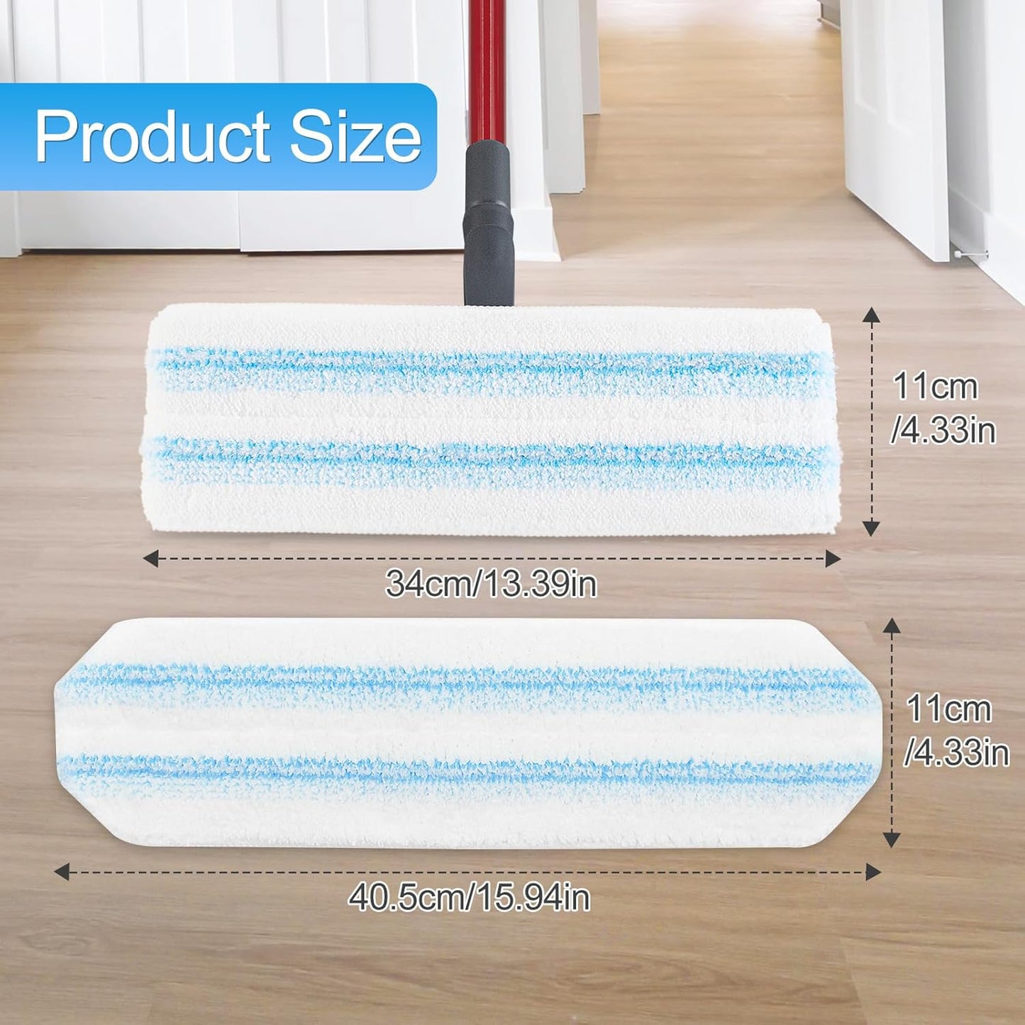 6 Pack Microfiber Replacement Mop Pads for O-Cedar H2prO Flat Mop System, Washable and Reusable Mop Pad Refills for O Cedar H2pro Flat Mop, Flat Mop Replace Heads for Wet Dry Floor Deep Clean