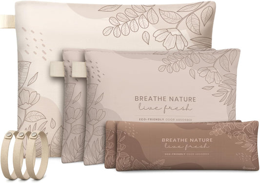 Roonin Activated Charcoal Odor Absorber - Bamboo Charcoal Air Purifying Bag - Activated Charcoal Bags Odor Absorber Packets - Home Deodorizer Odor Eliminator (5-pack)