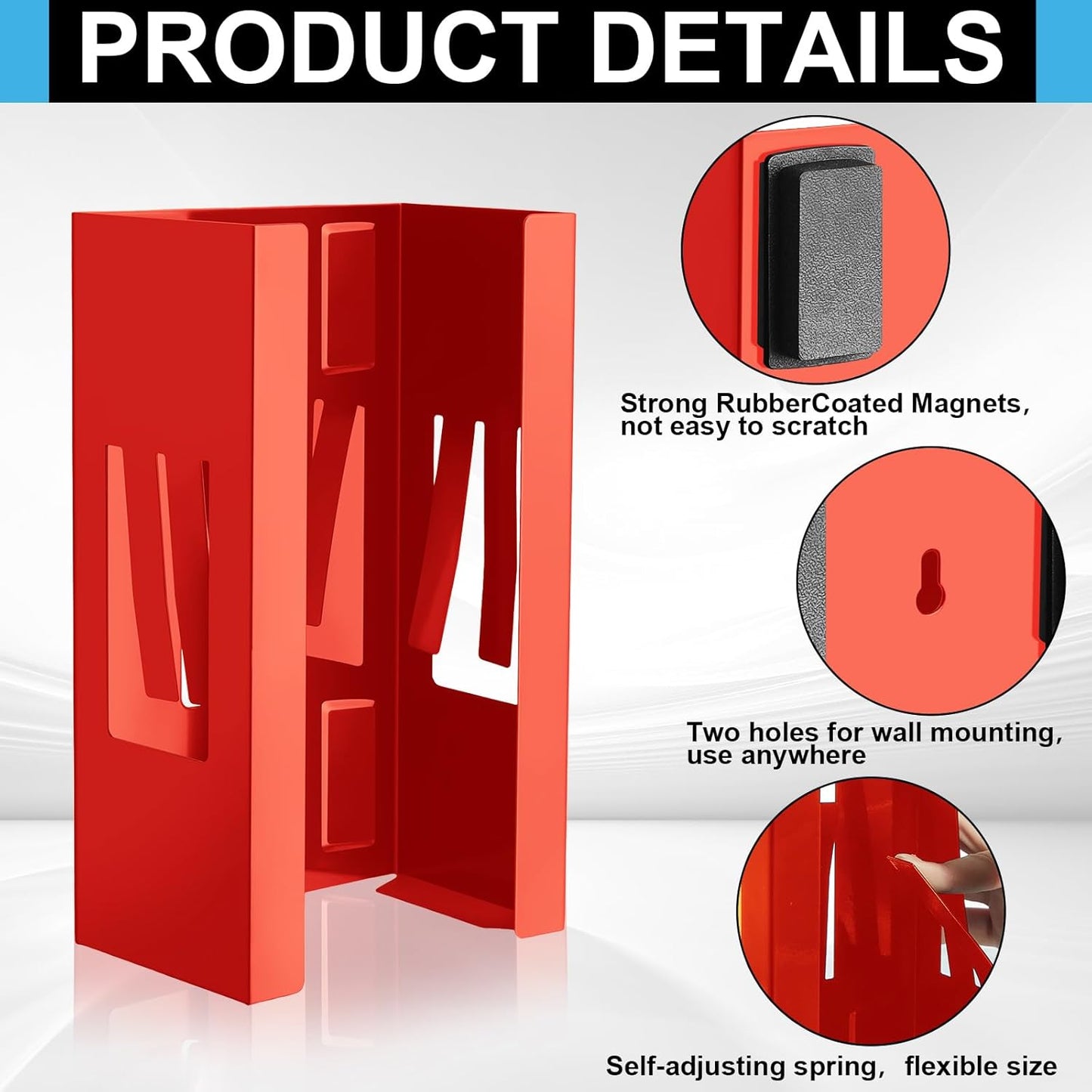 Lounsweer 2 Pcs Magnetic Glove Dispenser Holders Wall Mount Boxes of Gloves Commercial Quality Towels Wipes Paper Tissue Box Holder Kitchen Fridge Office Workshops Garage Tool Hospital(Red)