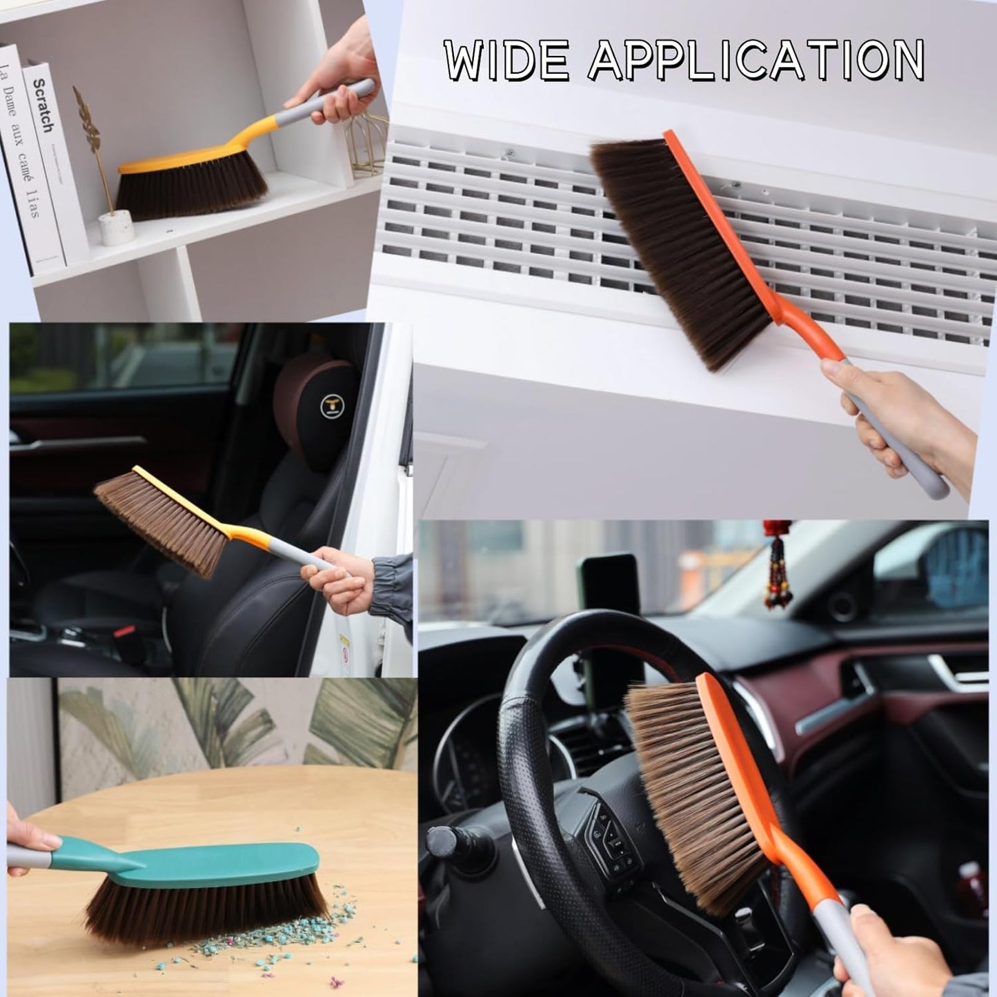3 Pack 15" Soft Bristle Bed & Counter Cleaning Brush, Dusting & Crumb Debris Sweeping Brush, Comfortable for Car, Bed, Couch, Desk, Sofa, Furniture & Clothes, Small Particles & Hair Remover