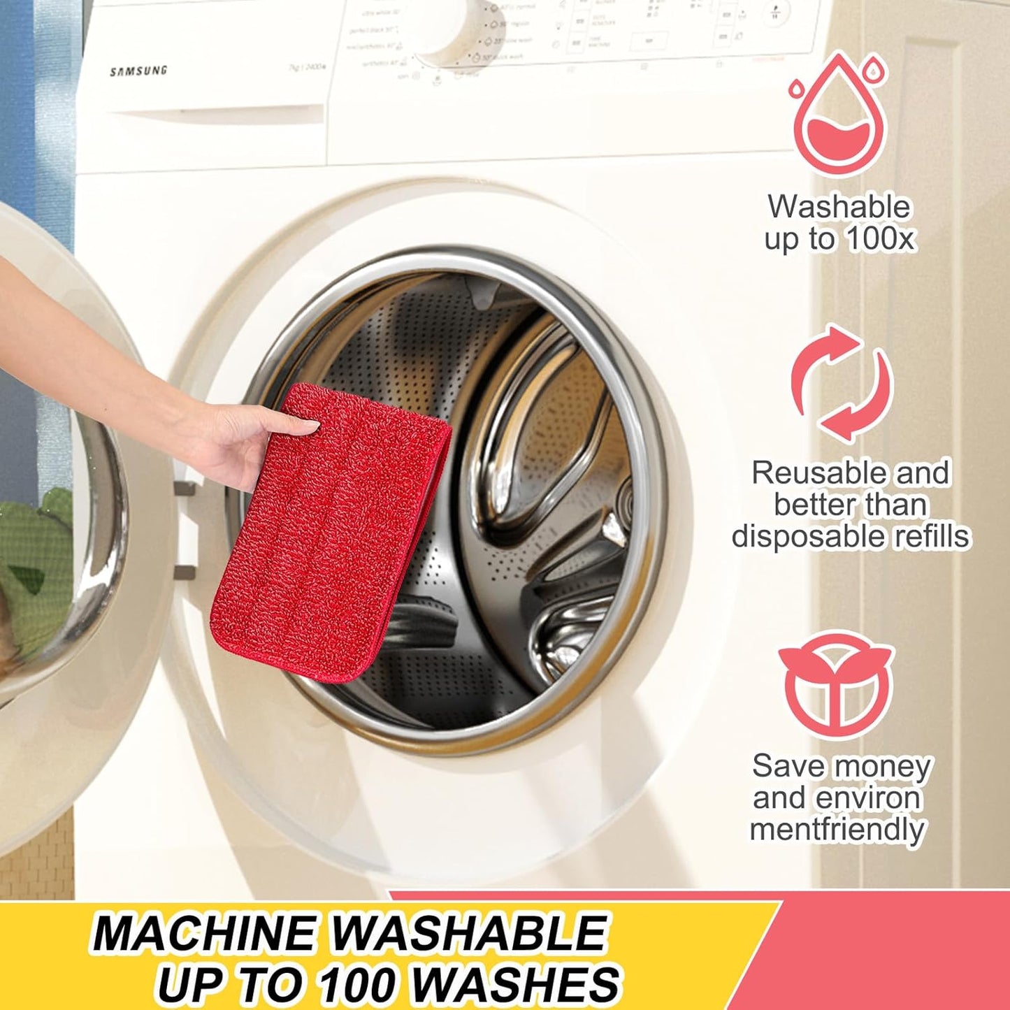 16.5 Inch Reusable Mop Pads Microfiber Spray Mop Replacement Heads for Wet/Dry Mops Compatible with Bona Floor Care System (6 Pack)