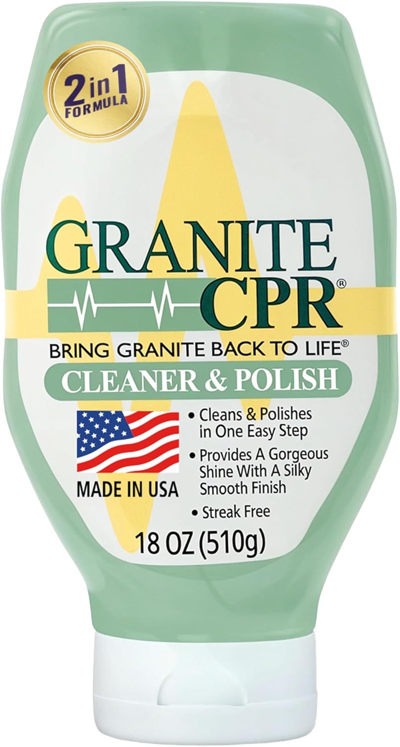 Granite CPR Cleaner & Polish Can Be Used Daily On Granite, Marble, Quartz & Corian. Leaves A Gorgeous Streak-Free Shine & Silky Smooth Finish. Cleans & Polishes All Stone Countertops In One Easy Step.