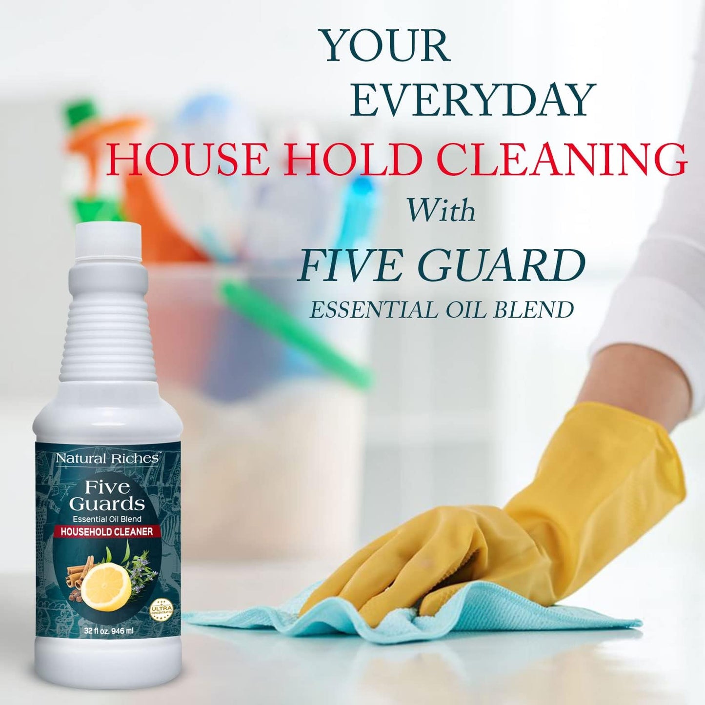 Natural Riches Household Cleaner Concentrate Five Guards from The Tales of French stories of Thieves Essential Oil Blend Household Cleaner - 32 fl oz