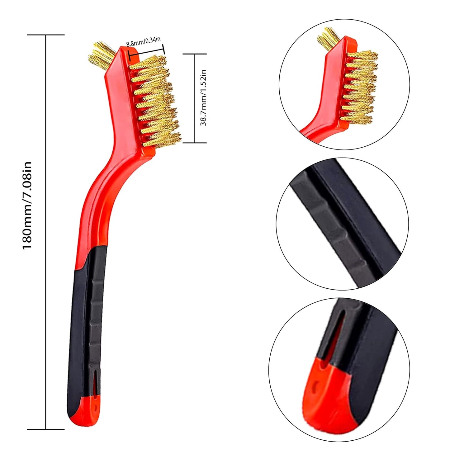 Wire Scratch Brush Set Soft Grip for Rust, Dirt & Paint Scrubbing with Deep Cleaning (18, 18PCS - Brass Wire)