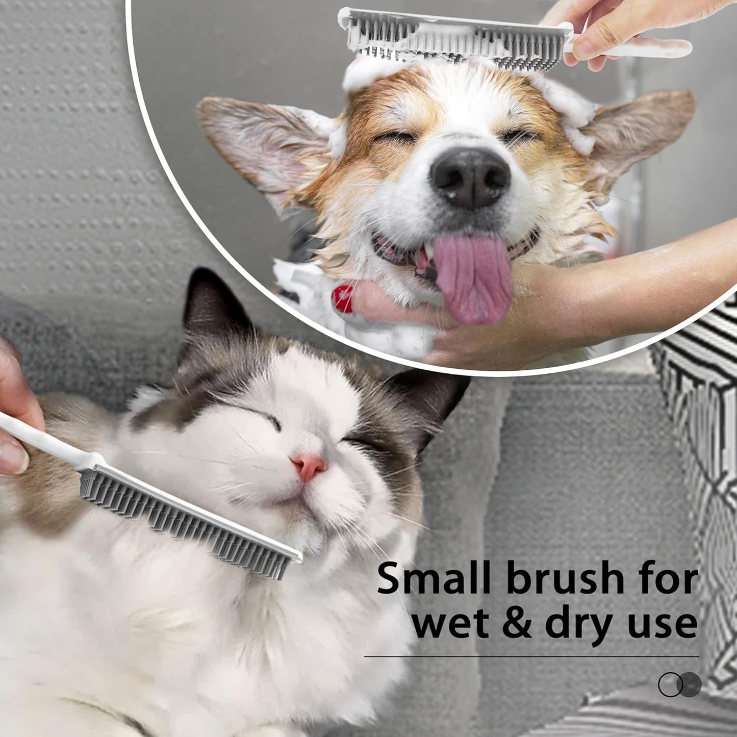 JEHONN Rubber Broom Carpet Rake Brush for Pet Hair with Squeegee, 52.8 inches Long Handle Silicone Fur Scraper Removal Tool with Detailing Lint Comb for Rug, Tile, Hardwood Floor Cleaning (Red)