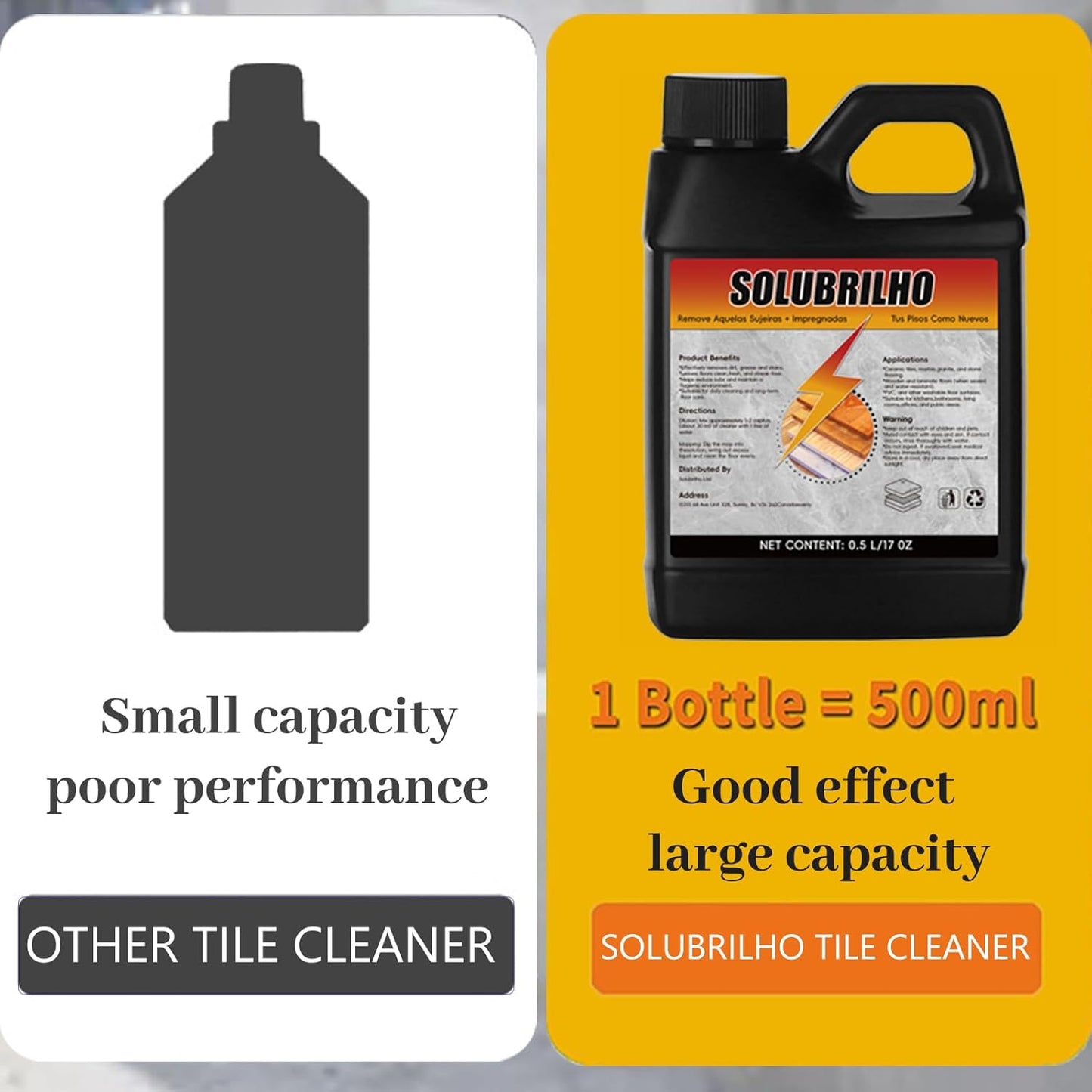 Tile Cleaner, Original Floor Cleaner Black Bottle, 0.5L Multipurpose Powerful Stain Removing Liquid, Stone and Tile Polishing Cleaner for Multi-surfaces, Kitchen, Tiles, Porcelain (1)