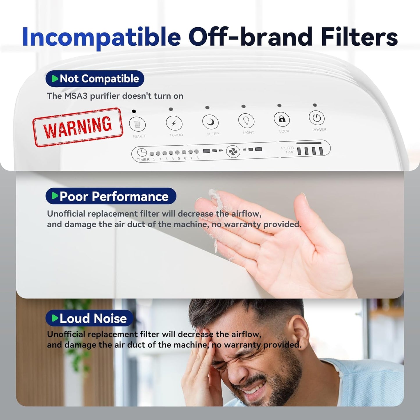 Membrane Solutions MSA3/MSA3S Genuine Original Air Purifier Filter Replacement 2 Pack, Upgraded 4-in-1 H13 True HEPA Filter with OdallerPure Technology