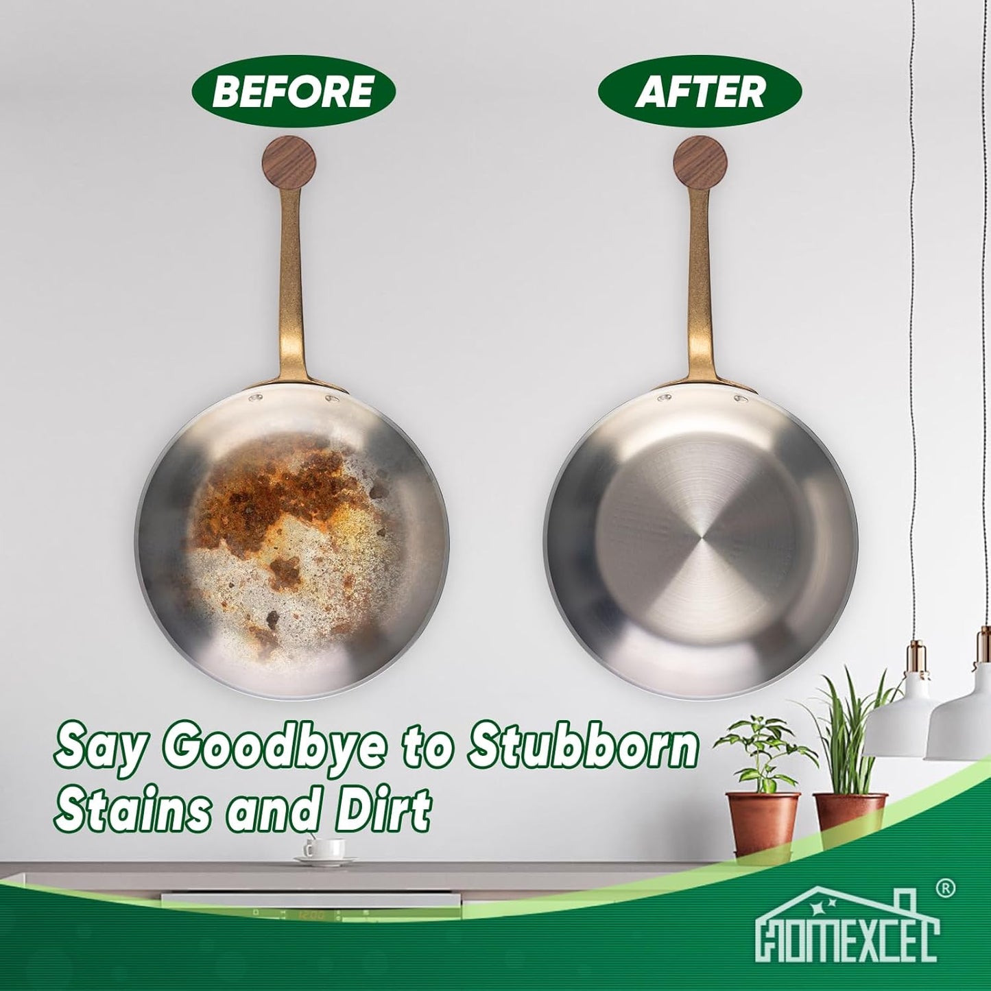 HOMEXCEL Heavy Duty Scouring Pad, 96 Pack Green Scrubbing Pads, Dish Scrubber Reusable for Cleaning, Multipurpose Scrub Pads for Household Kitchen Dishes Pots Pans & Metal Grill