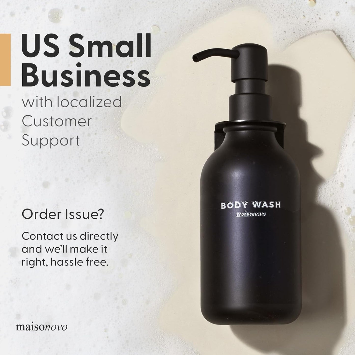 MaisoNovo Shampoo and Conditioner Dispenser - Shower Soap Dispenser Wall Mounted - 16.9 fl oz Set of 2 Black Plastic Bottles Black Pumps - 2 Chamber No Drill