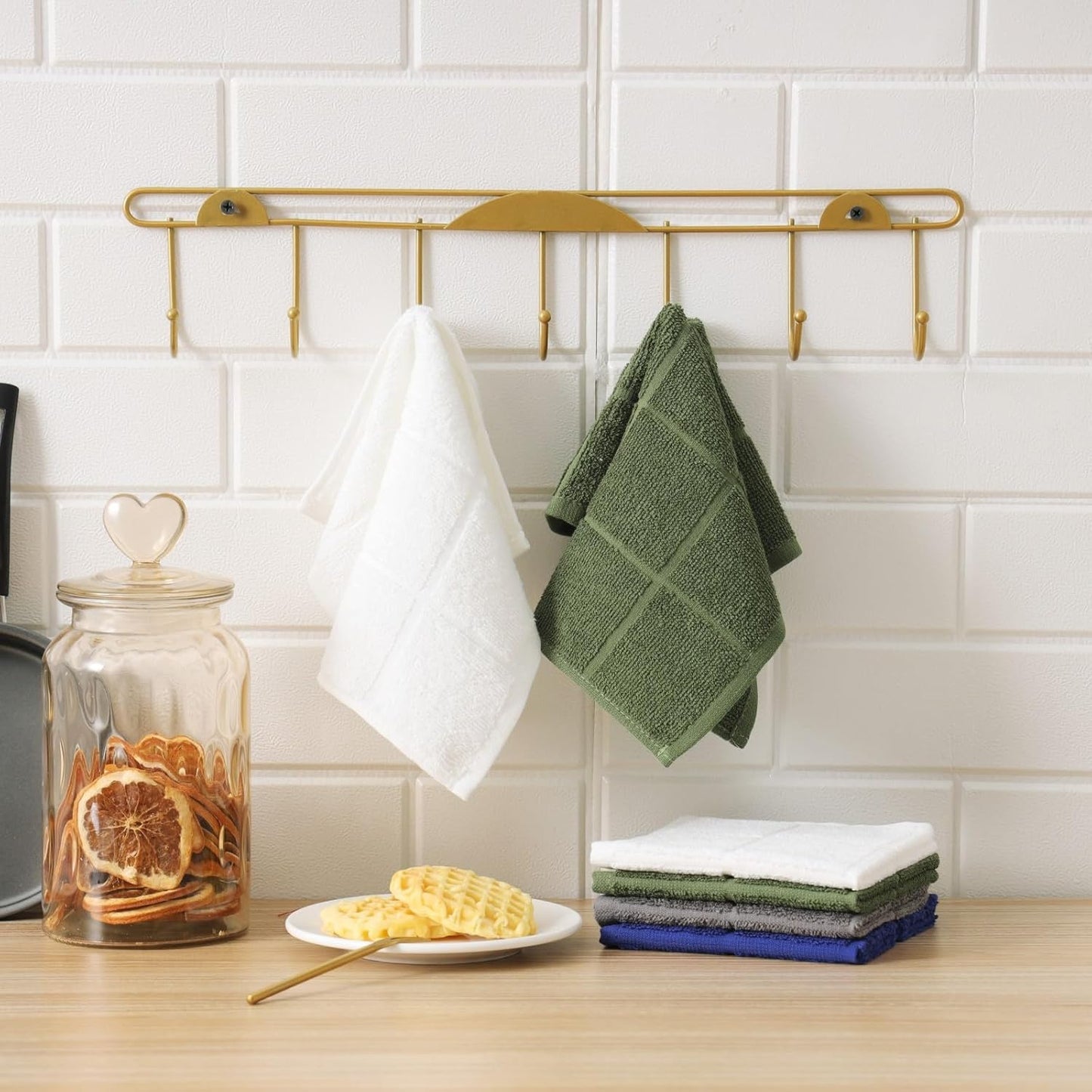 Glynniss Dishcloths Kitchen Highly Absorbent Dish Rags 100% Cotton Dish Cloths for Washing Dishes (Light Cream)