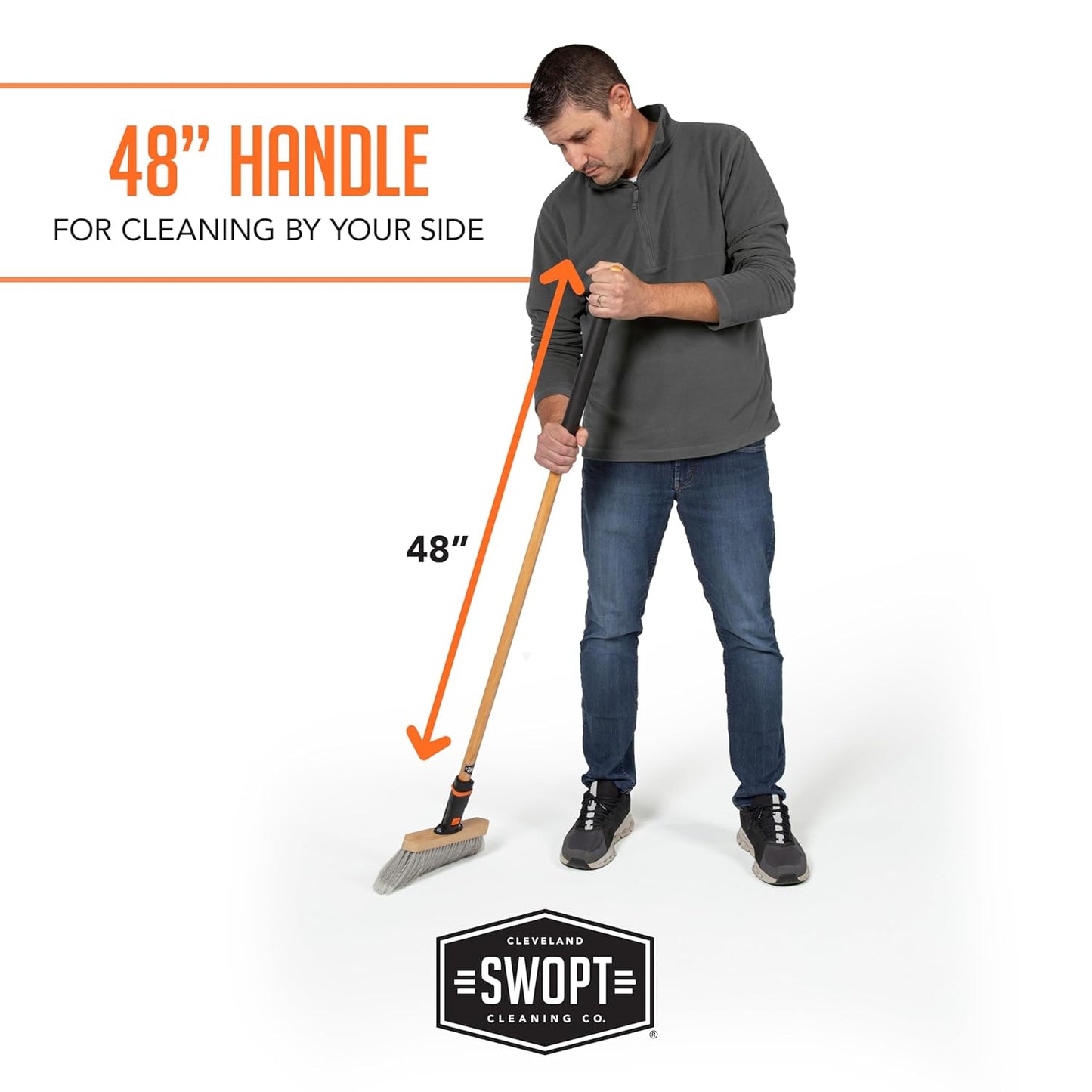 SWOPT Premium 48” EVA Foam Comfort Grip Wooden Handle – Ergonomic Design Eliminates Loose Handles —Interchangeable with All SWOPT Cleaning Products for More Efficient Cleaning and Storage