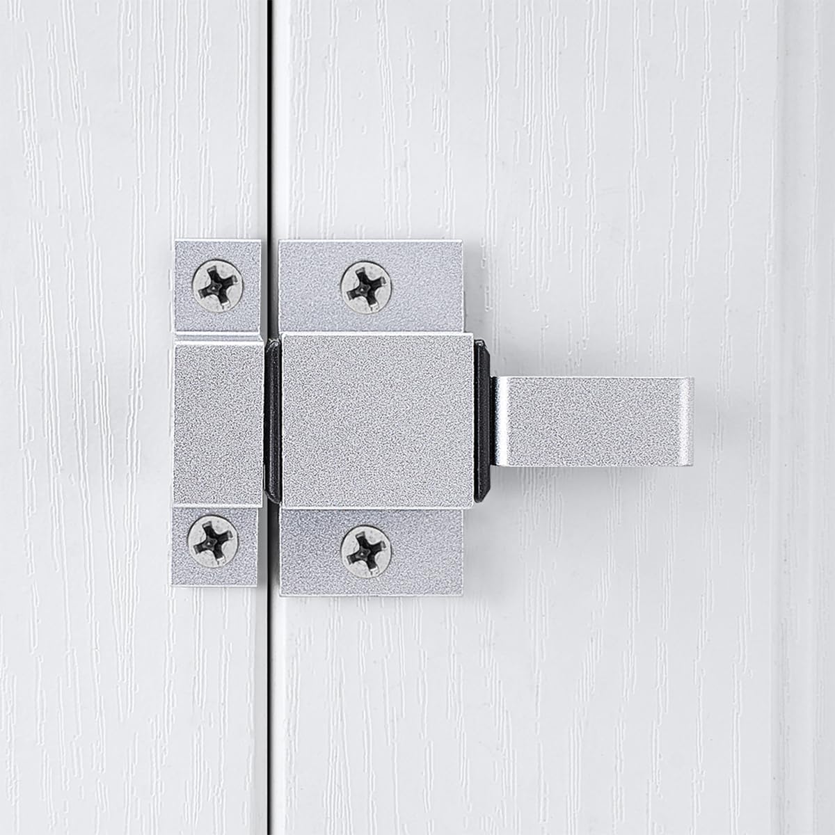 2 Packs Self-Closing Gate Latches, Silver Spring Door Lock, Aluminum Alloy Security Latch for Windows, Cabinets & Gates
