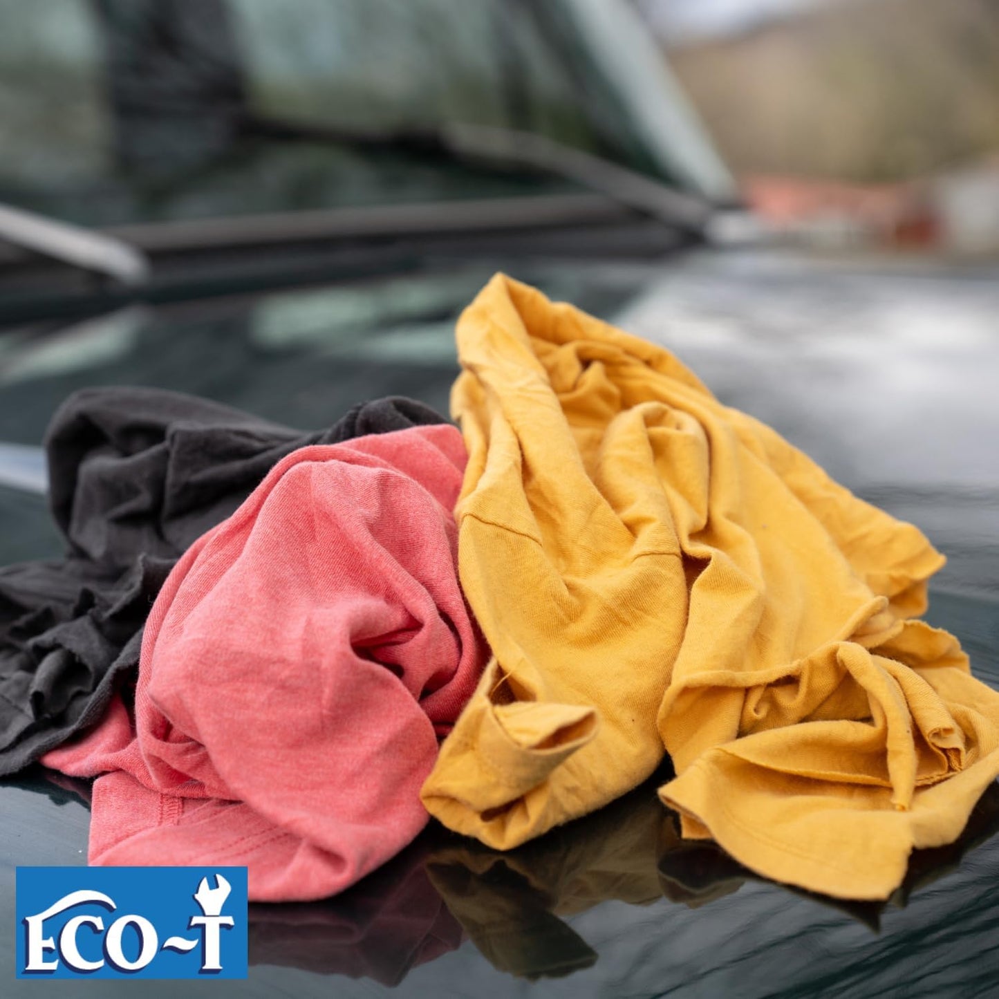 6 x 4 Lb Bags (24 Lbs) Eco-T Mechanic Shop Rags - Colored T-Shirt Material, 100% Recycled, Eco-Friendly, High Absorbency, Low Lint, Low-Cost, Industrial Use Wiping Cloth