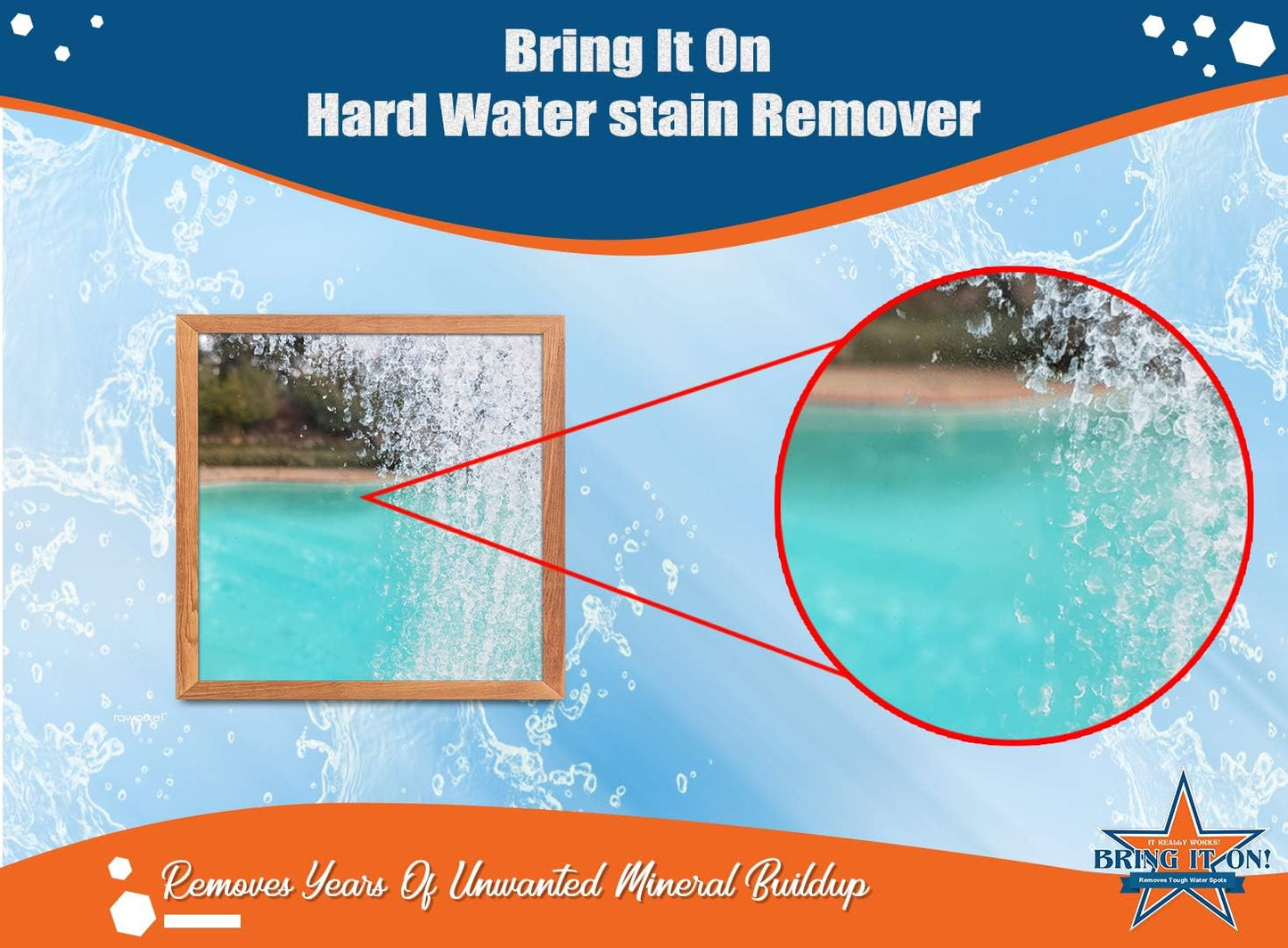 BRING IT ON! CLEANER Hard Water Stain Remover - Soap Scum, Calcium, Lime Scale, Remover for Shower Door, Tile, Glass, Fiberglass, Bathroom, Sink, Stone, Door 32 Ounce