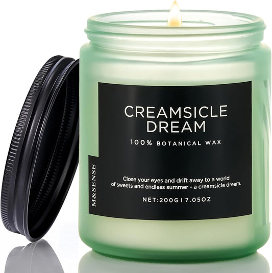 M&SENSE Orange Creamsicle Scented Candle, 7.05oz 50 Hours Slow Burning Non Toxic Natural Soy Wax 2 Wick Candle for Home Scented, Long Lasting Home Fragrance Gifts for Housewarming & Anniversry